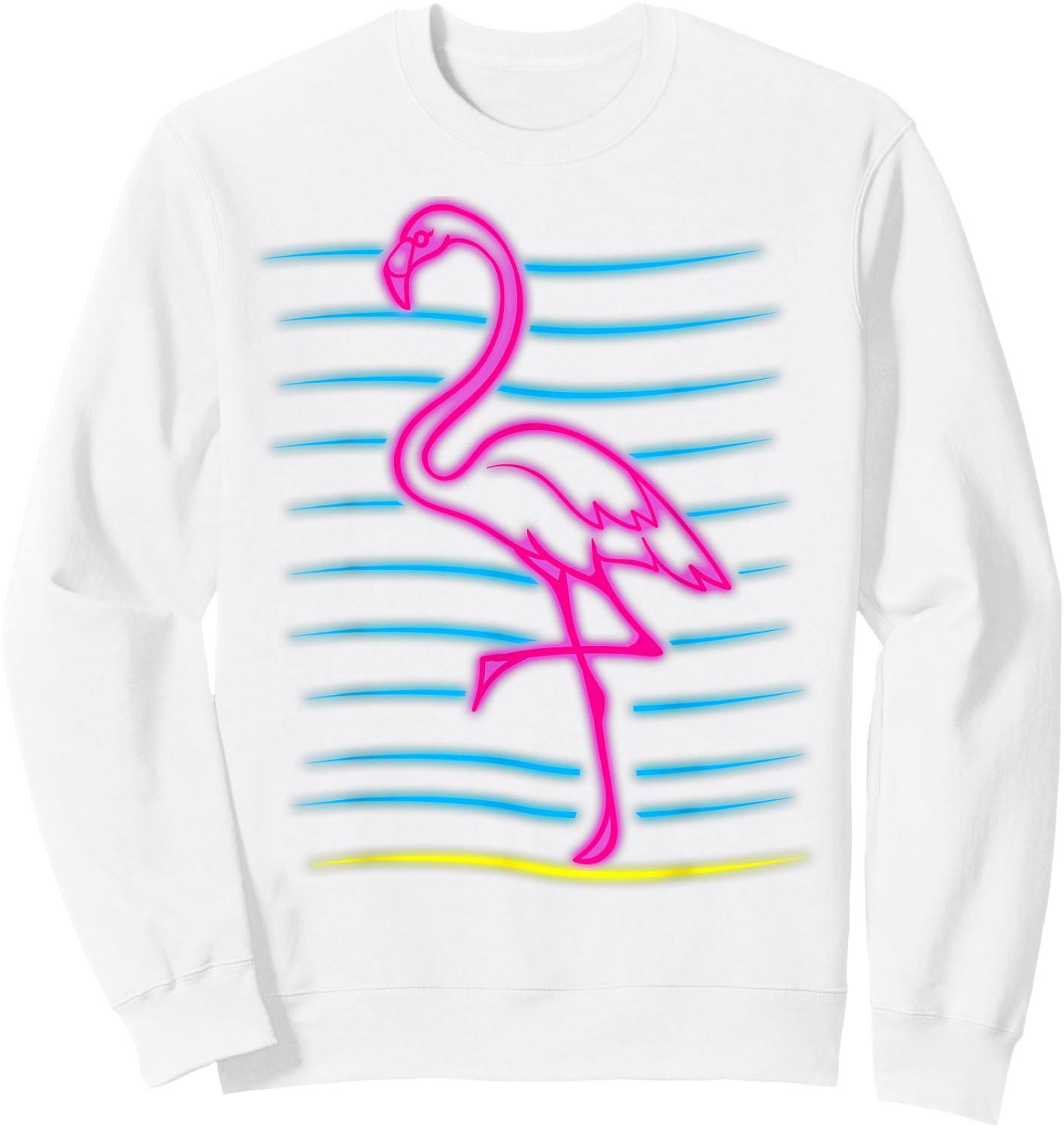 80's Retro Pink Flamingo Bird Shirt | Bird Lover Gift Sweatshirt - Sweatshirt | White