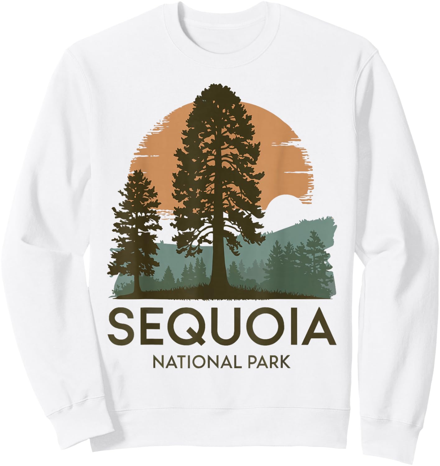 Retro Sequoia National Park Novelty Vacation Tree Minimalist Sweatshirt - Sweatshirt | White