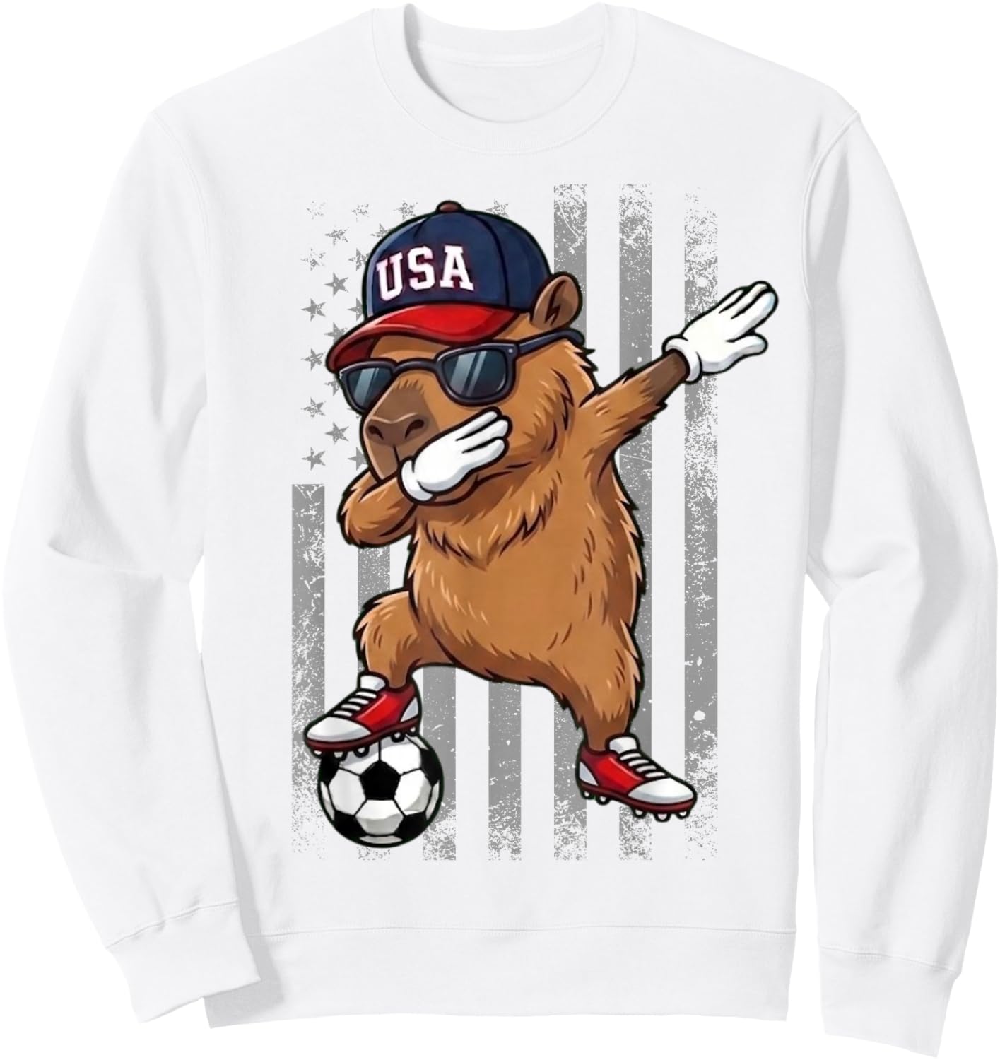 Capybara Dabbing Funny Soccer Boys Girls Kids Men & Women Sweatshirt - Sweatshirt | White