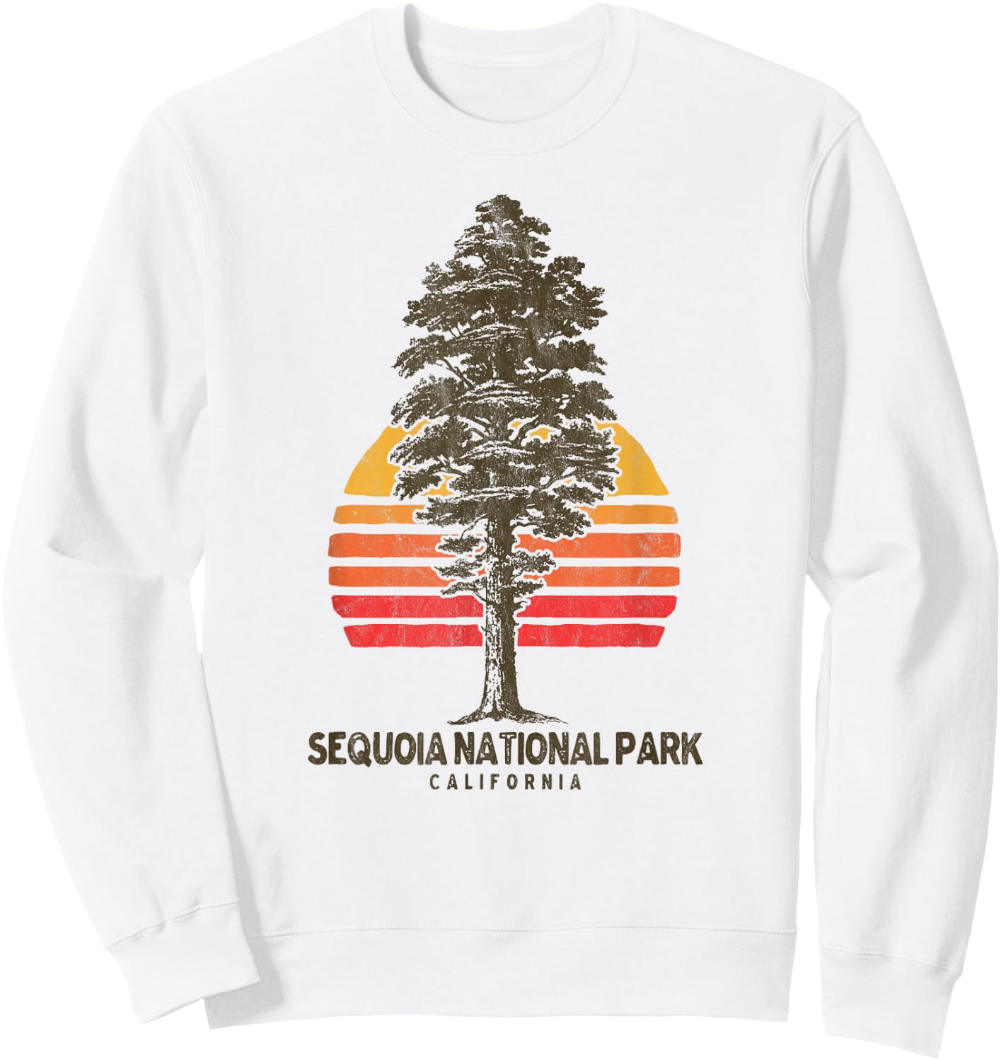 Sequoia National Park Retro Tree Minimalist Graphic Small Sweatshirt - Sweatshirt | White