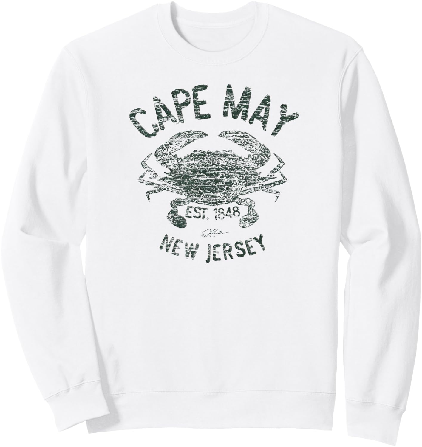 JCombs: Cape May, NJ, Est. 1848, Blue Crab Sweatshirt - Sweatshirt | White