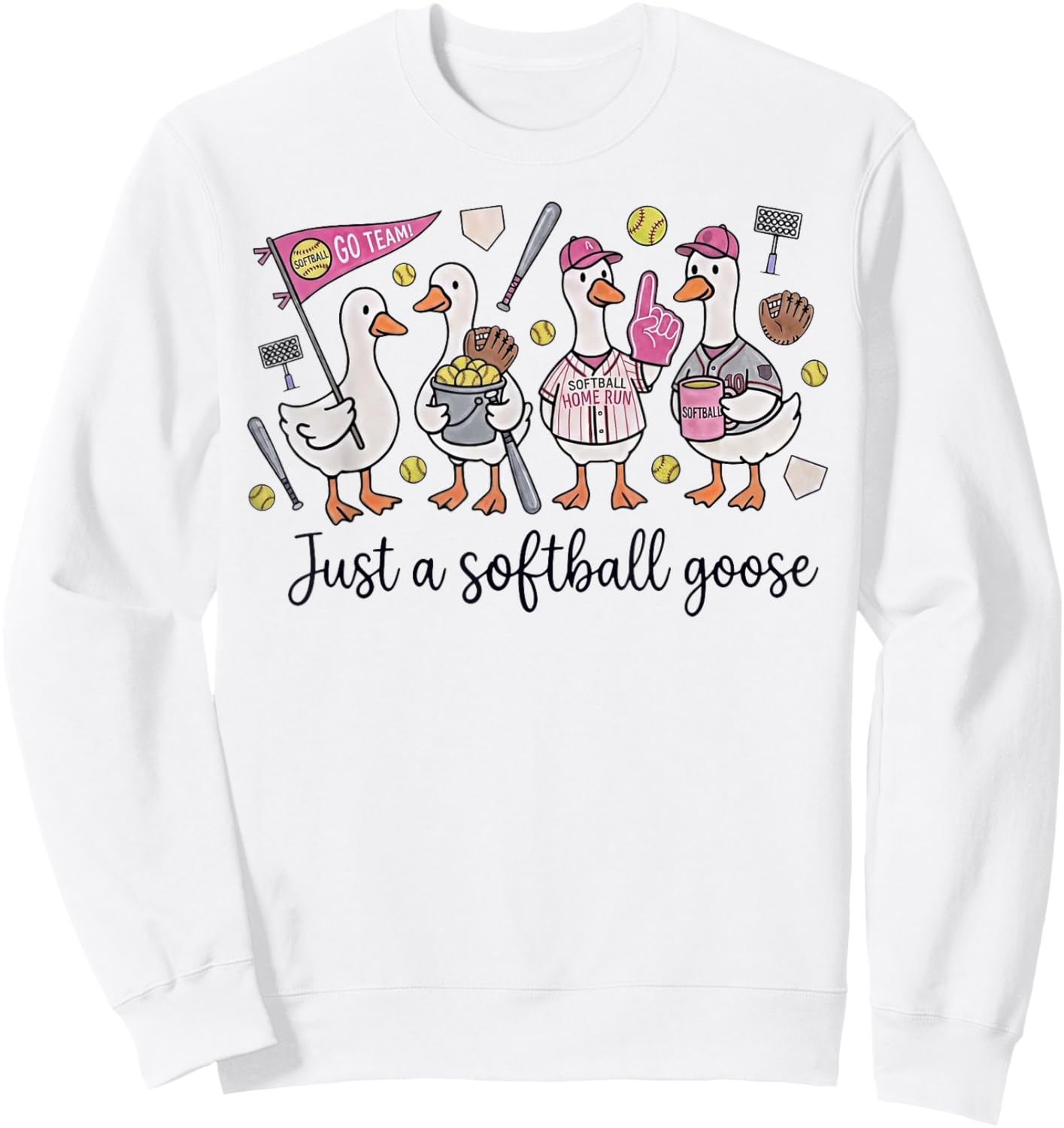 Just a Softball Goose Sweatshirt - Sweatshirt | White