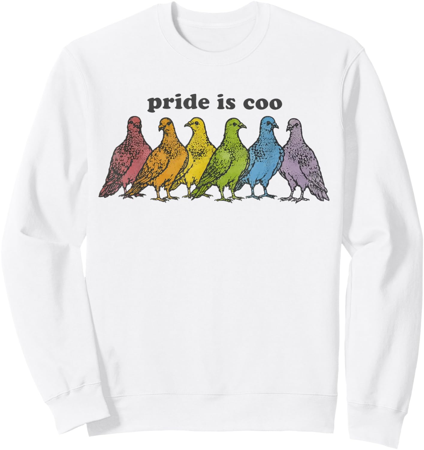 Cute Pigeon Pride is Coo LGBTQ Pride Month Gay Ally Equality Sweatshirt - Sweatshirt | White