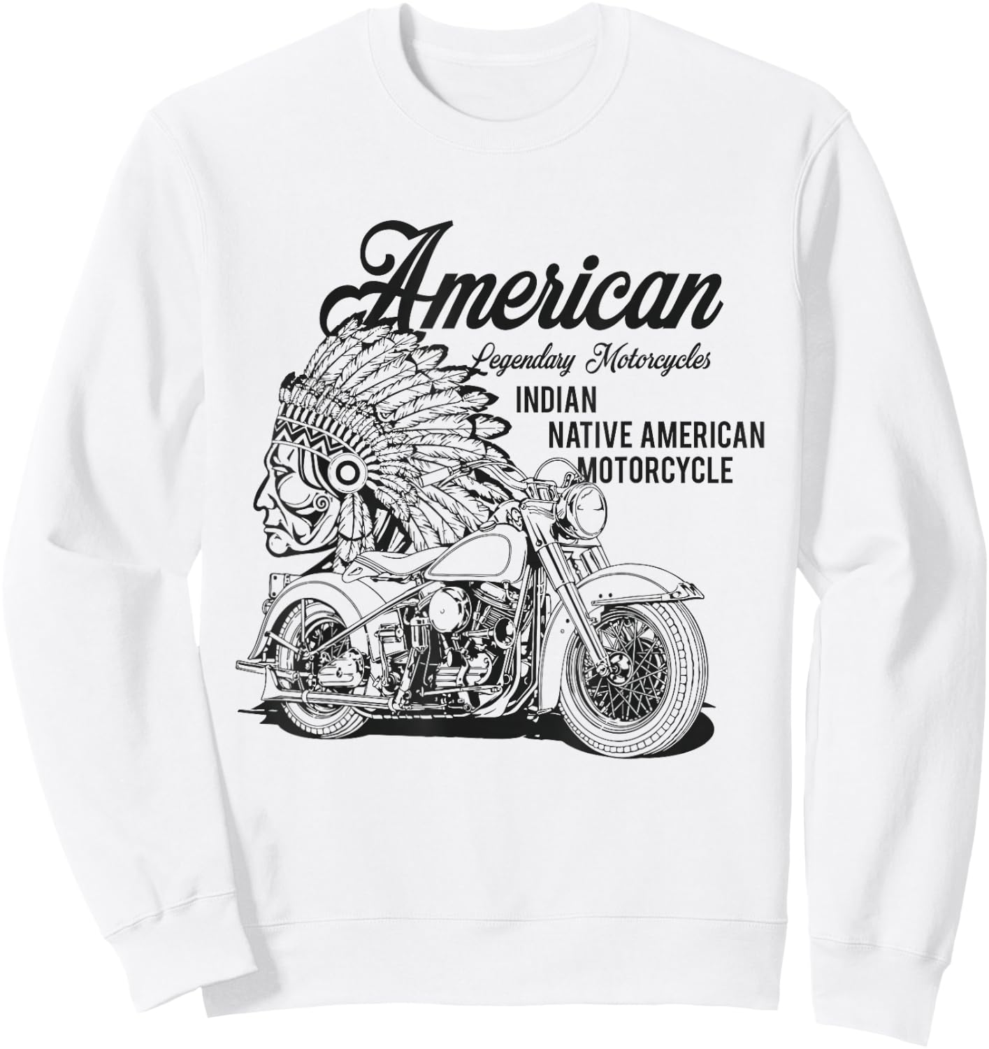 Indian Native American Motorcycle Bikers Gift Sweatshirt - Sweatshirt | White