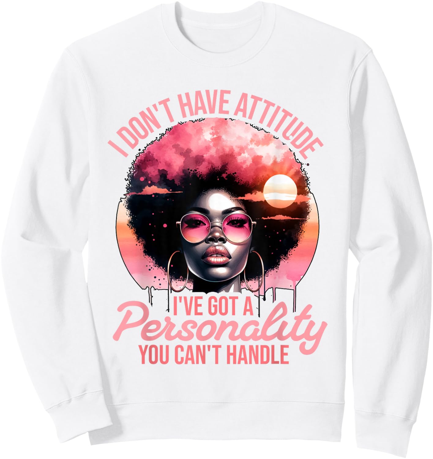 Afro Women Black Pride African American Girl Women Melanin Sweatshirt - Sweatshirt | White
