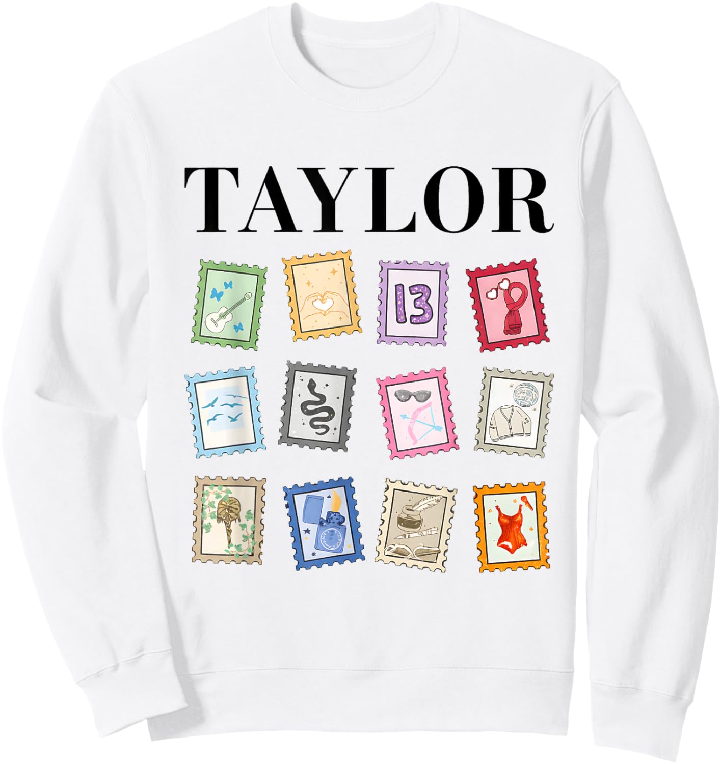 Taylor Groovy Name Stamps 80's Vintage Birthday Girls Sweatshirt - Sweatshirt | White