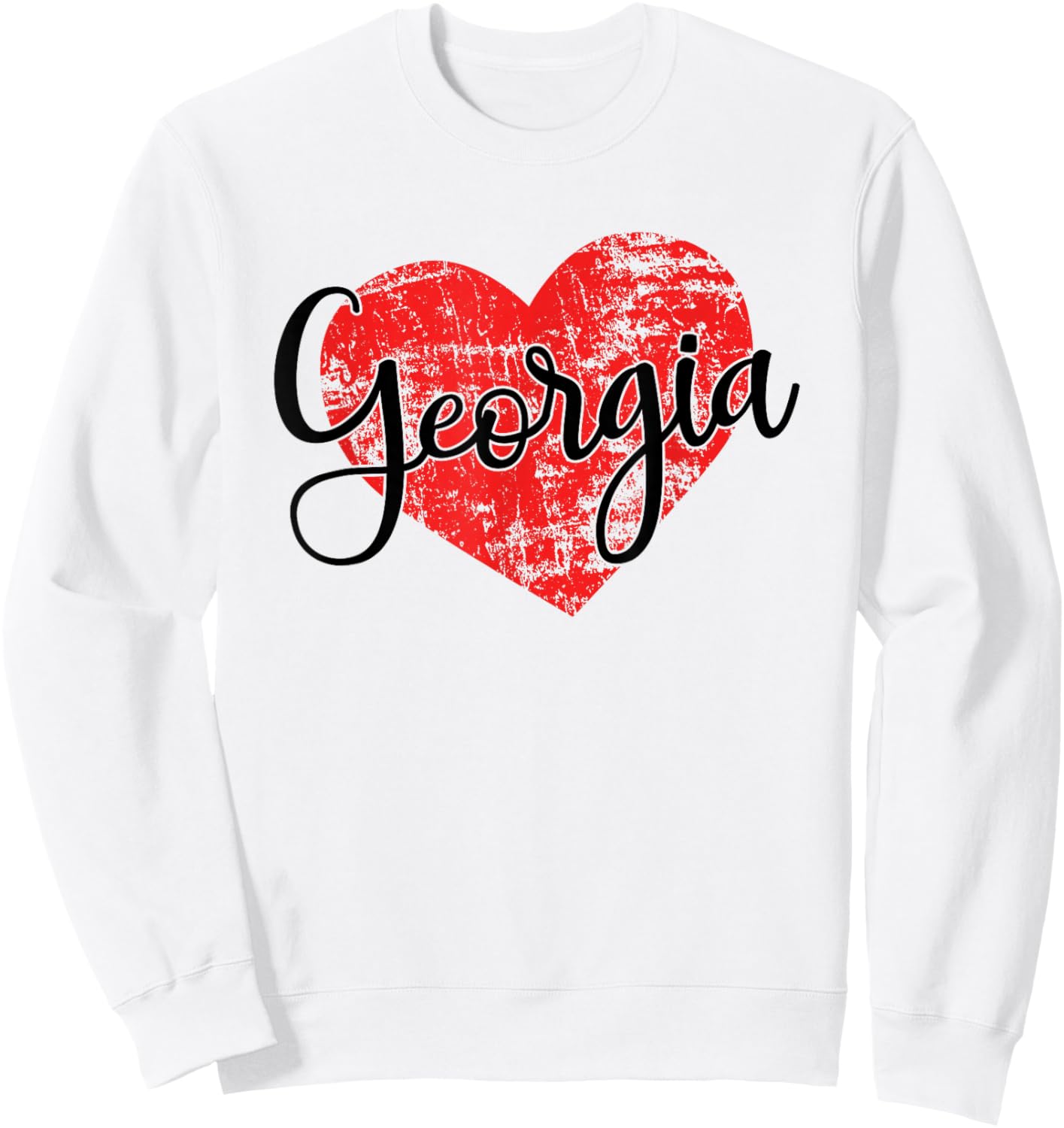 Georgia Love Cool Grunge Heart Fun Georgia Pride Sweatshirt - Sweatshirt | White