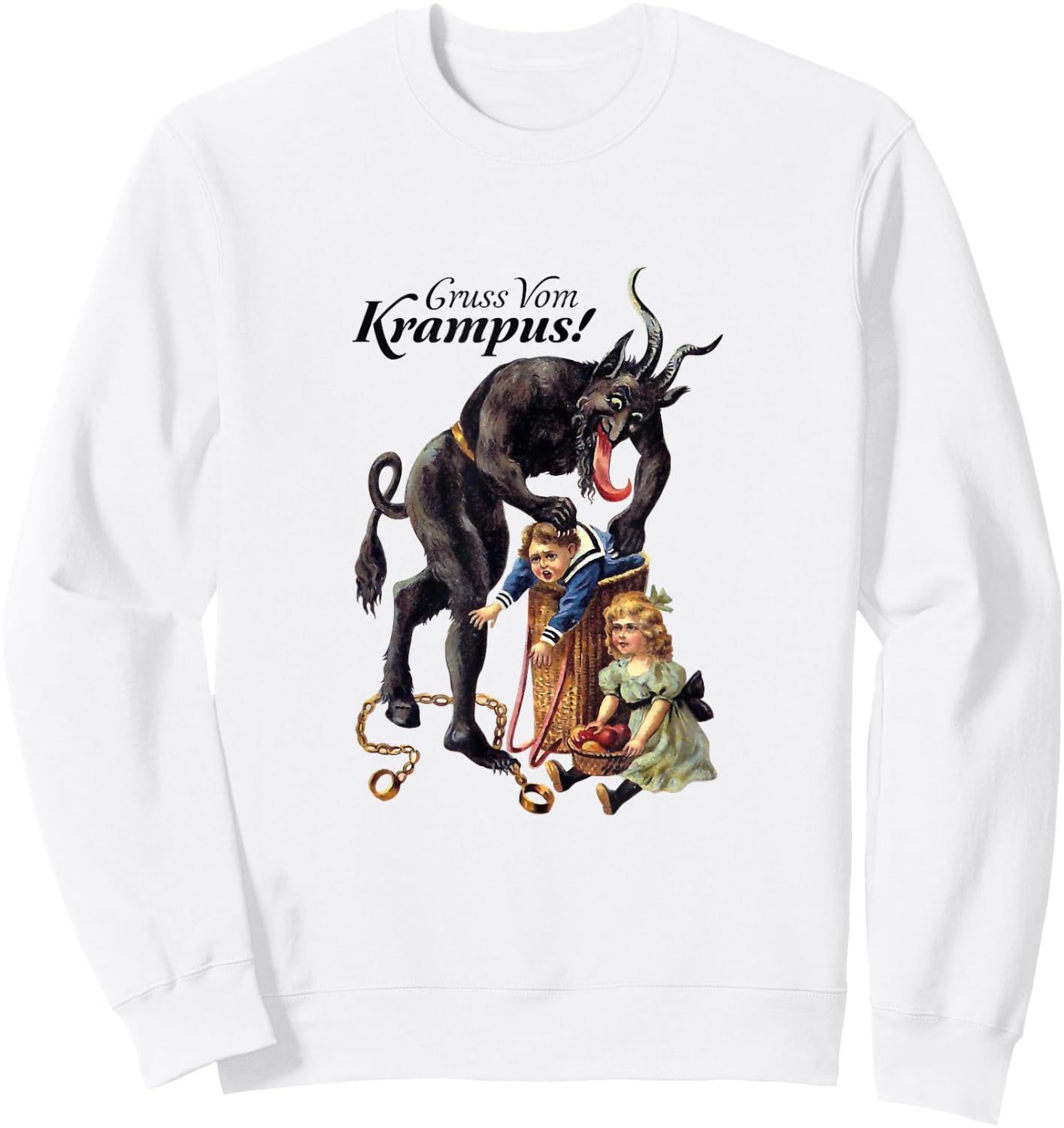 Gruss Vom Krampus! | Germanic Christmas Demon Sweatshirt - Sweatshirt | White
