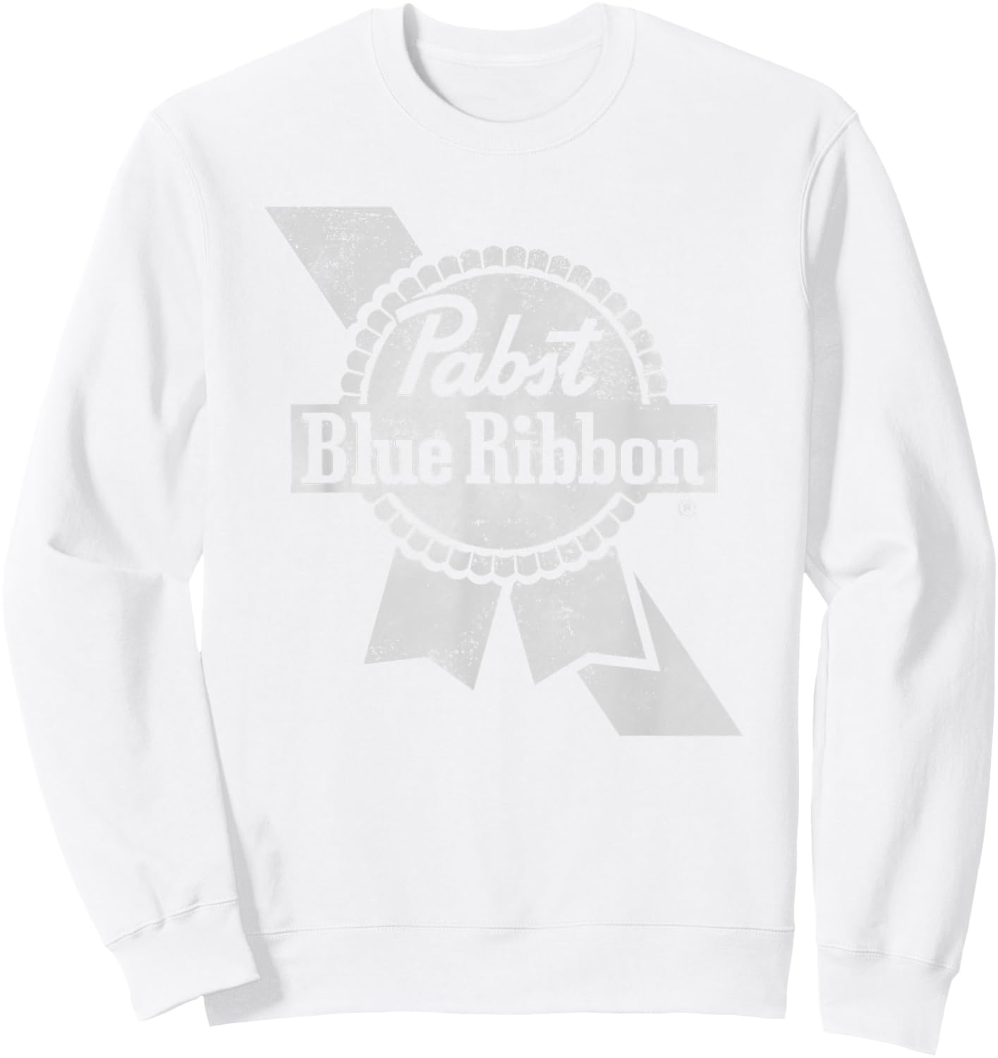 Pabst Beer Crest & Ribbon Weathered Fade Sweatshirt - Sweatshirt | White