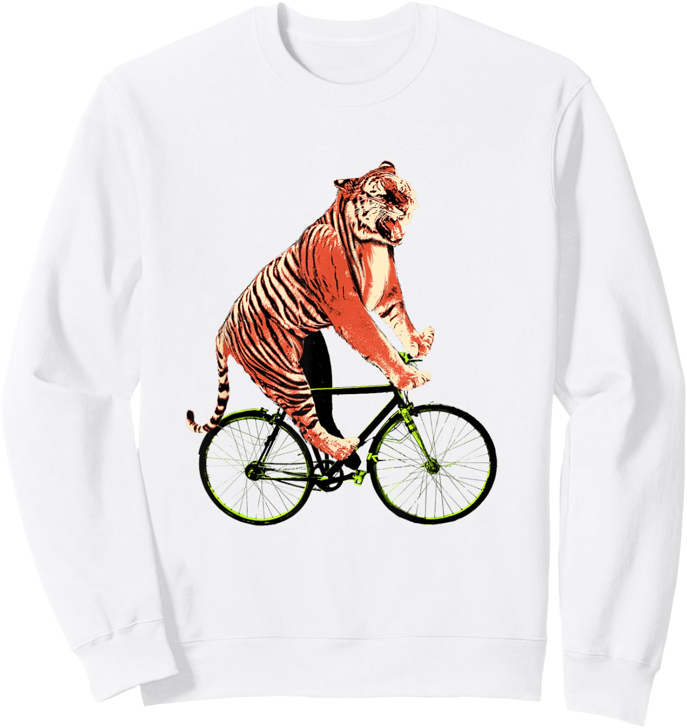 Tiger Riding Bicycle - Funny Tiger Gift a Cyclist Sweatshirt - Sweatshirt | White