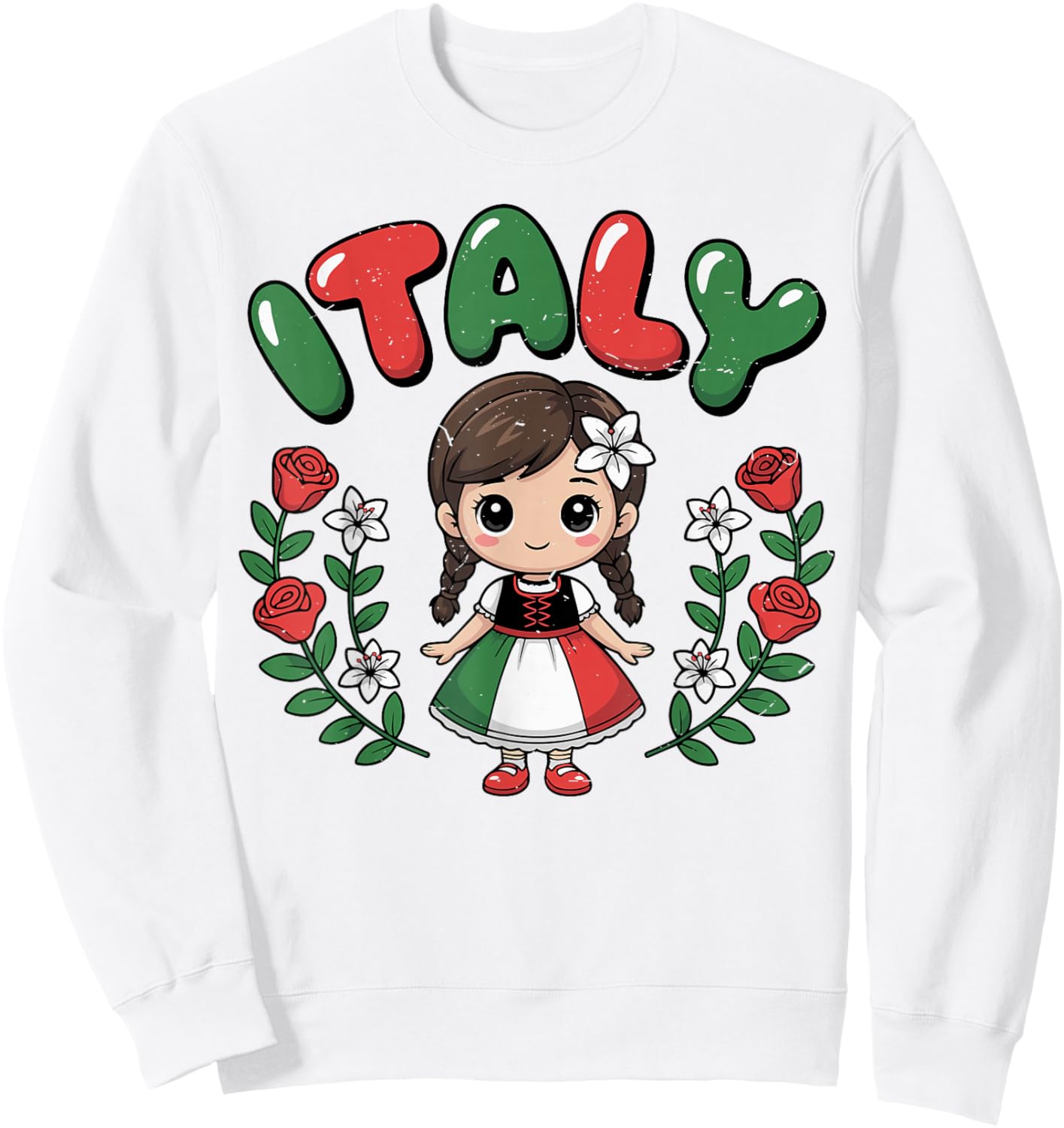 Toddler Girl Italian Flag Cute Italy Italia Kids Baby Women Sweatshirt - Sweatshirt | White