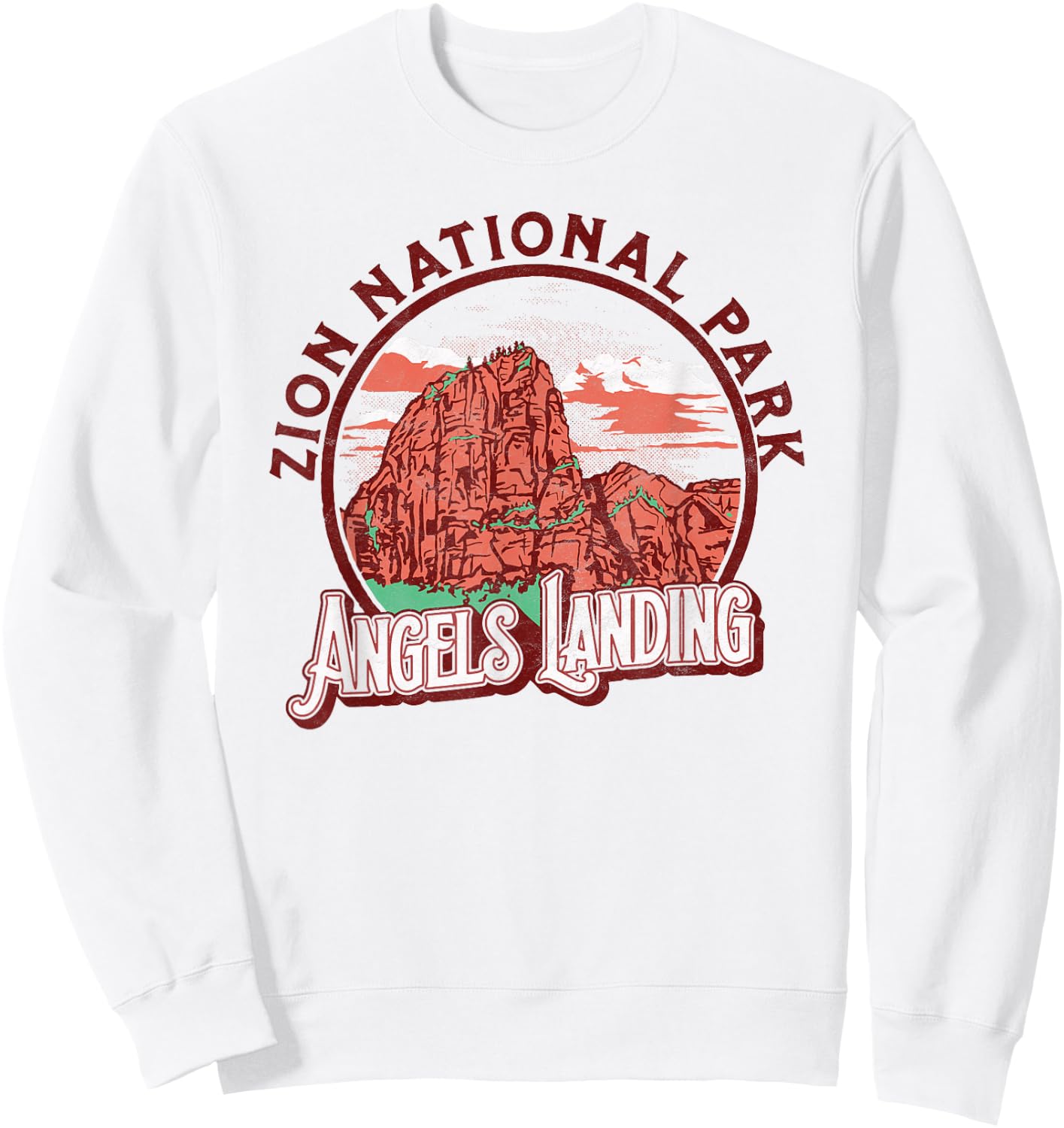 Angels Landing Zion National Park Vintage Graphic Sweatshirt - Sweatshirt | White