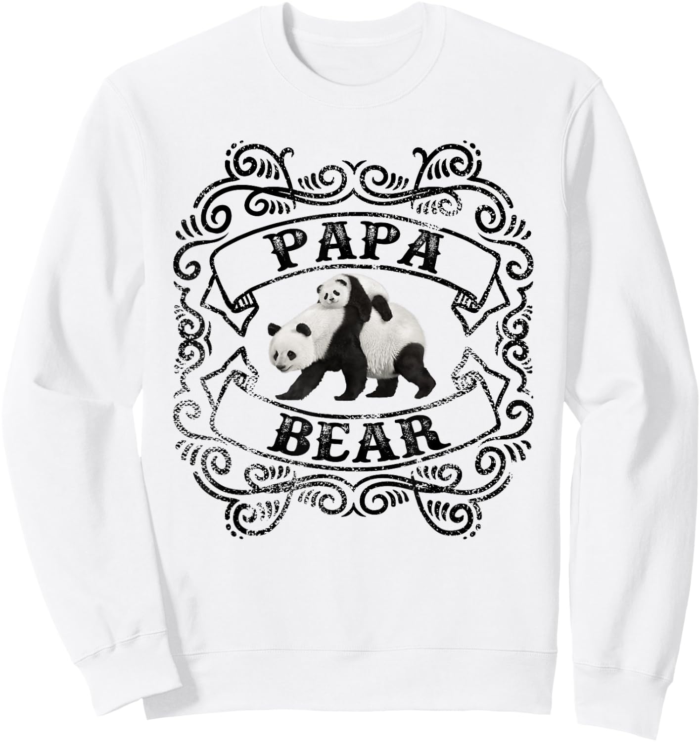 Cute Design Panda Papa Bear Dad Sweatshirt - Sweatshirt | White