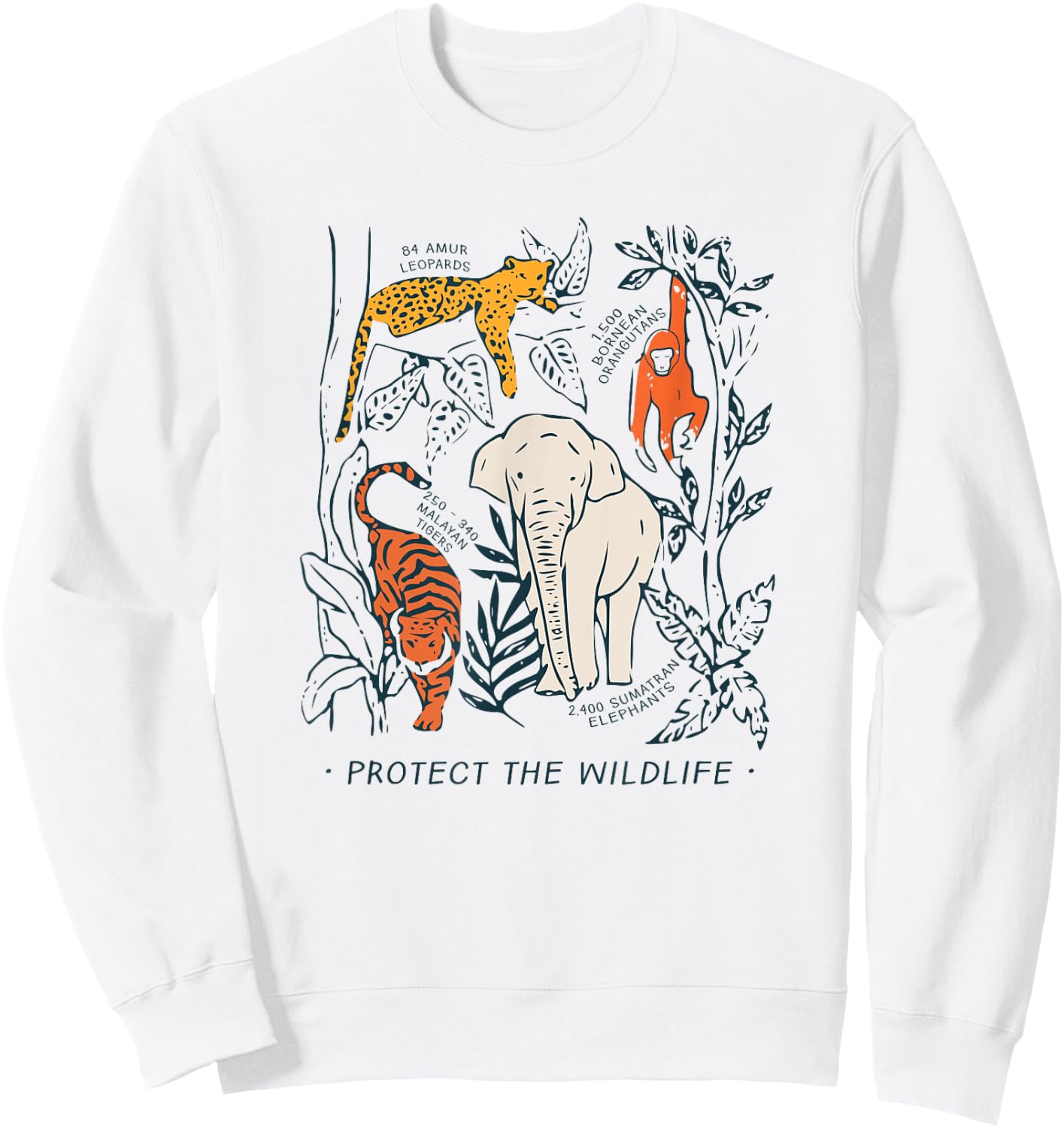 Protect The Wildlife Botanical Chart Shirt Endangered Animal Sweatshirt - Sweatshirt | White