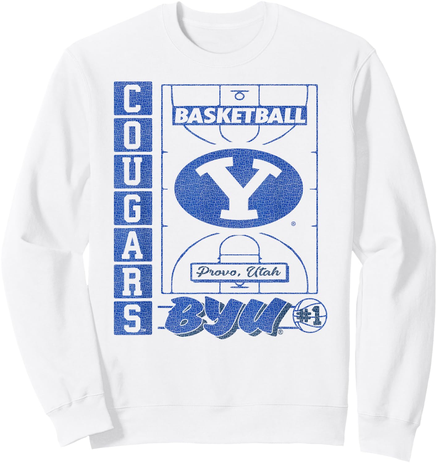 BYU Cougars Basketball Vintage Court White Sweatshirt - Sweatshirt | White