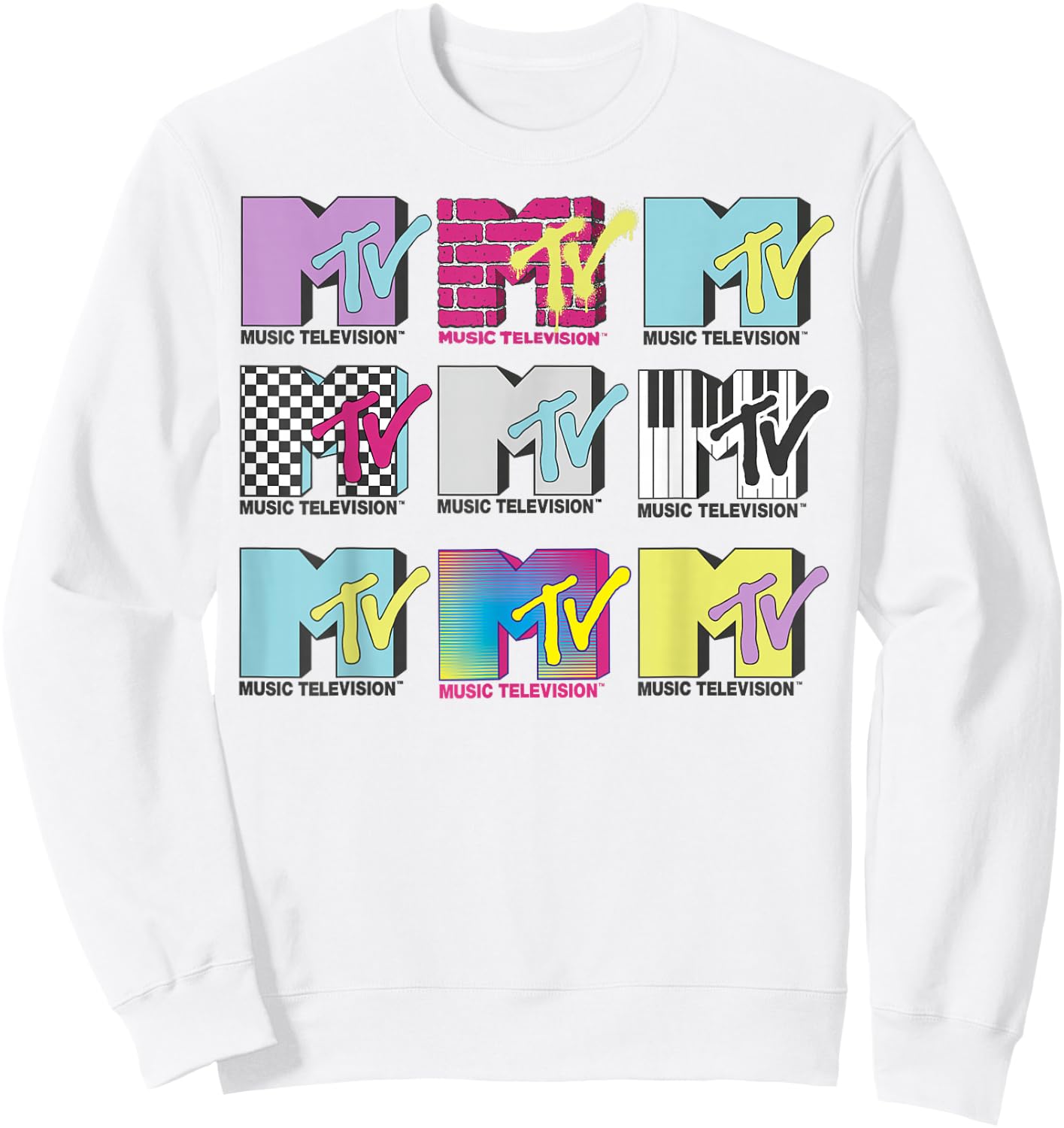 MTV Logo Stack Style Graphic Sweatshirt - Sweatshirt | White