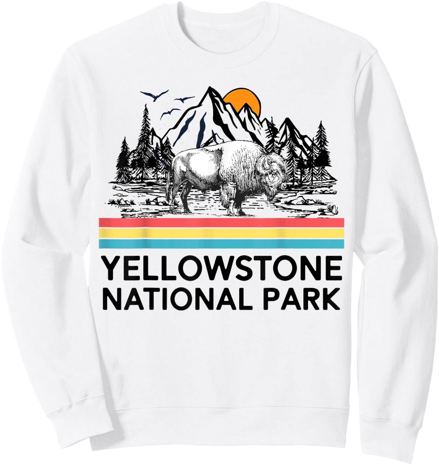 Vintage Yellowstone National Park Retro Mountains Sweatshirt - Sweatshirt | White