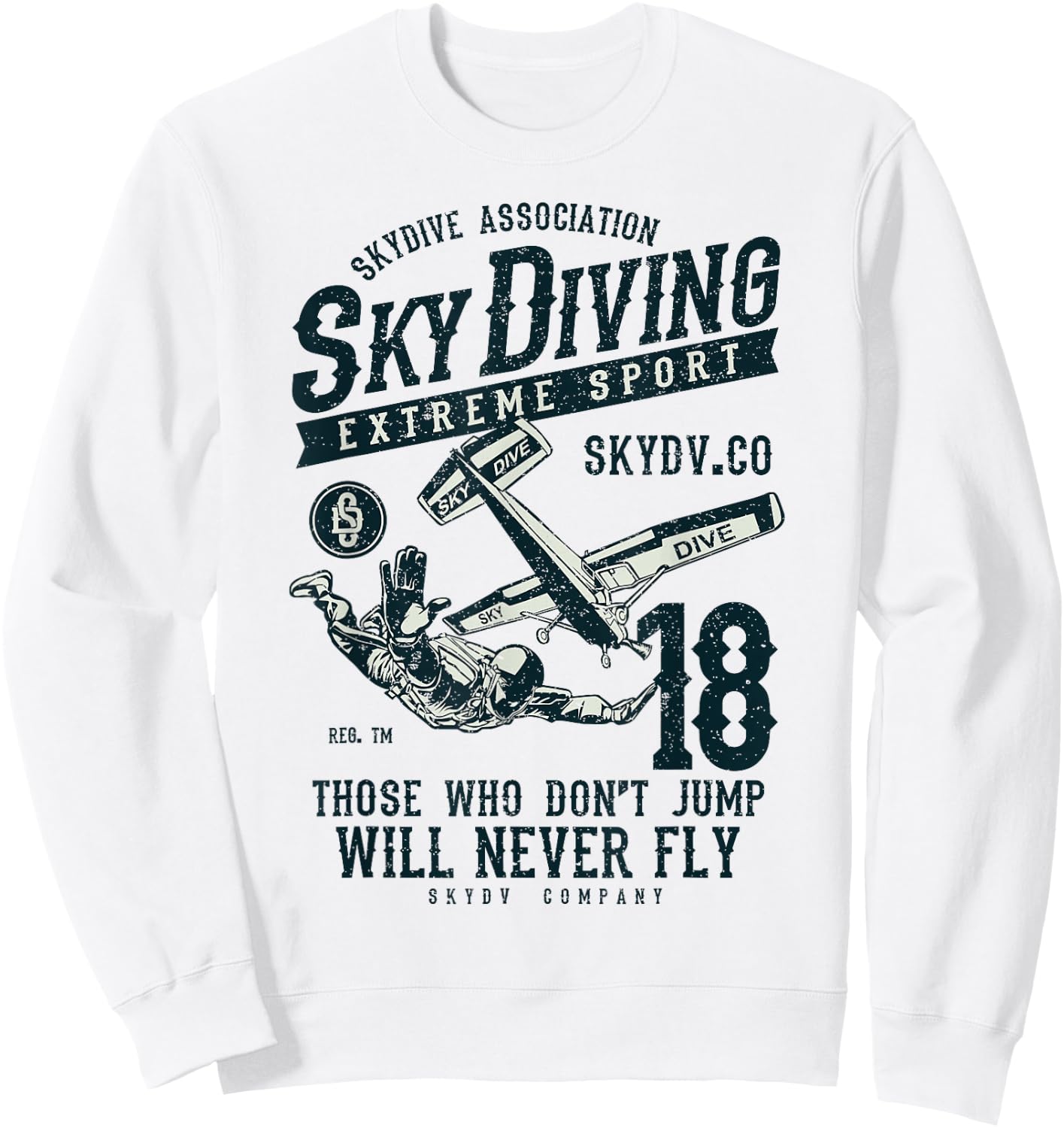 Skydiving T Parachuting Skydive Skydiver Sweatshirt - Sweatshirt | White
