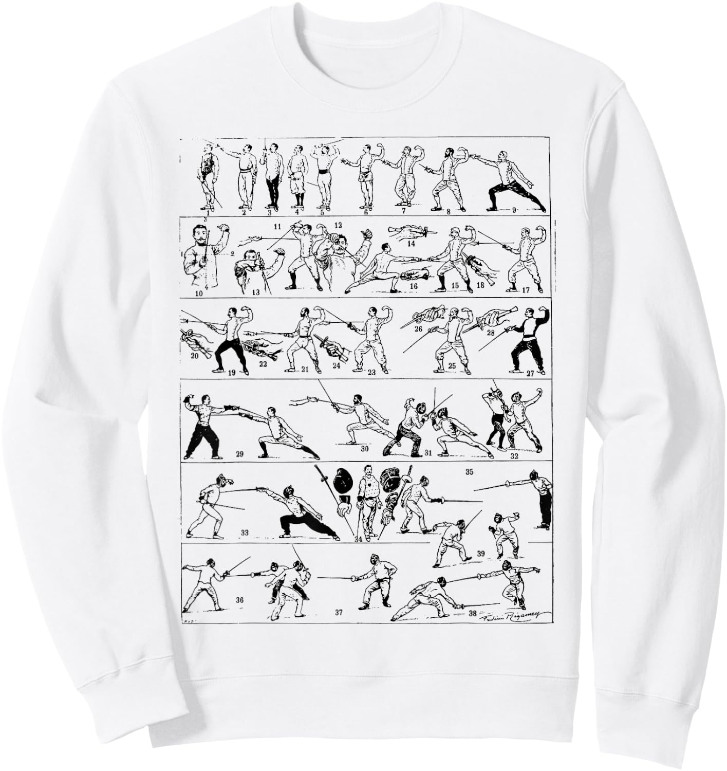 Fencing Vintage Chart Retro Funny Fencing Sports Sweatshirt - Sweatshirt | White