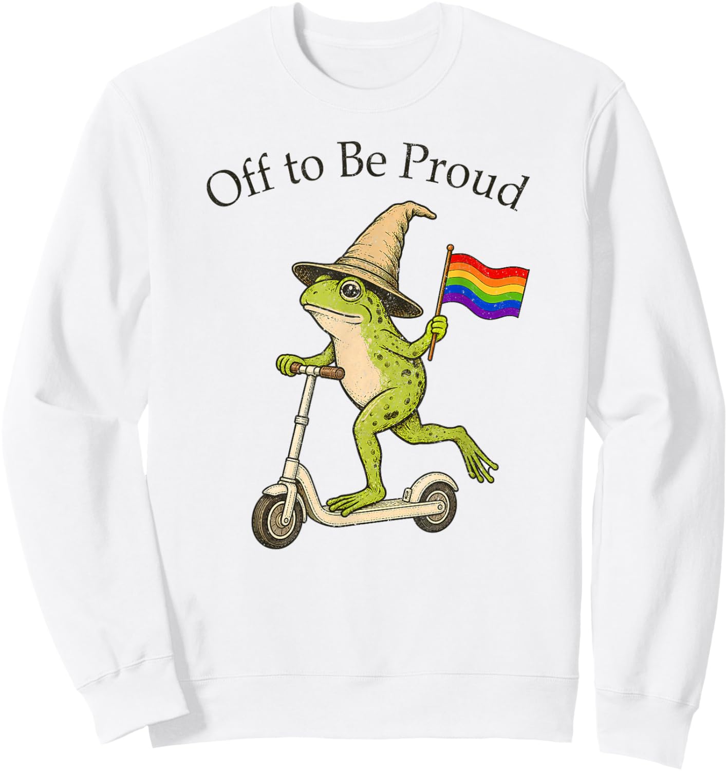 Funny Off to Be Proud LGBTQ Frog Pride Month Rainbow Flag Sweatshirt - Sweatshirt | White