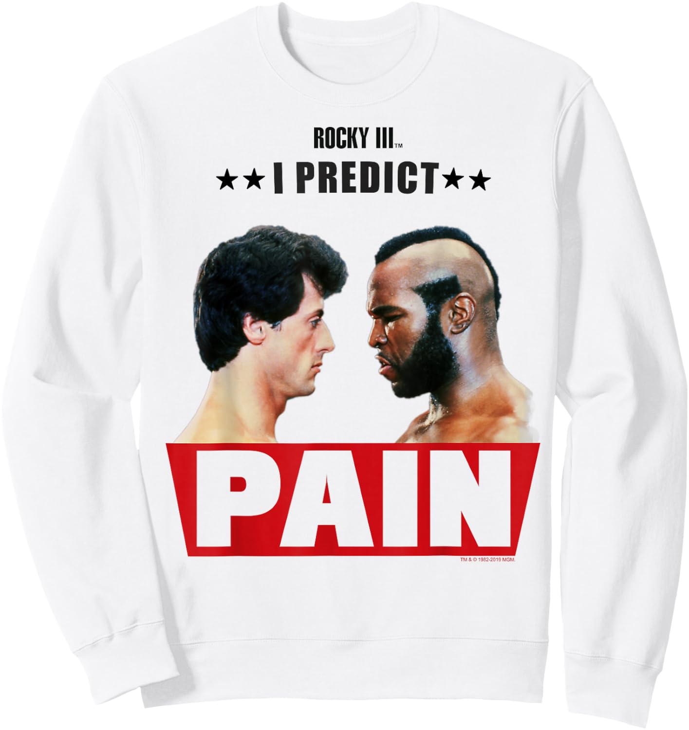 Rocky 3 I Predict Pain Rocky and Clubber Face Off Portrait Sweatshirt - Sweatshirt | White