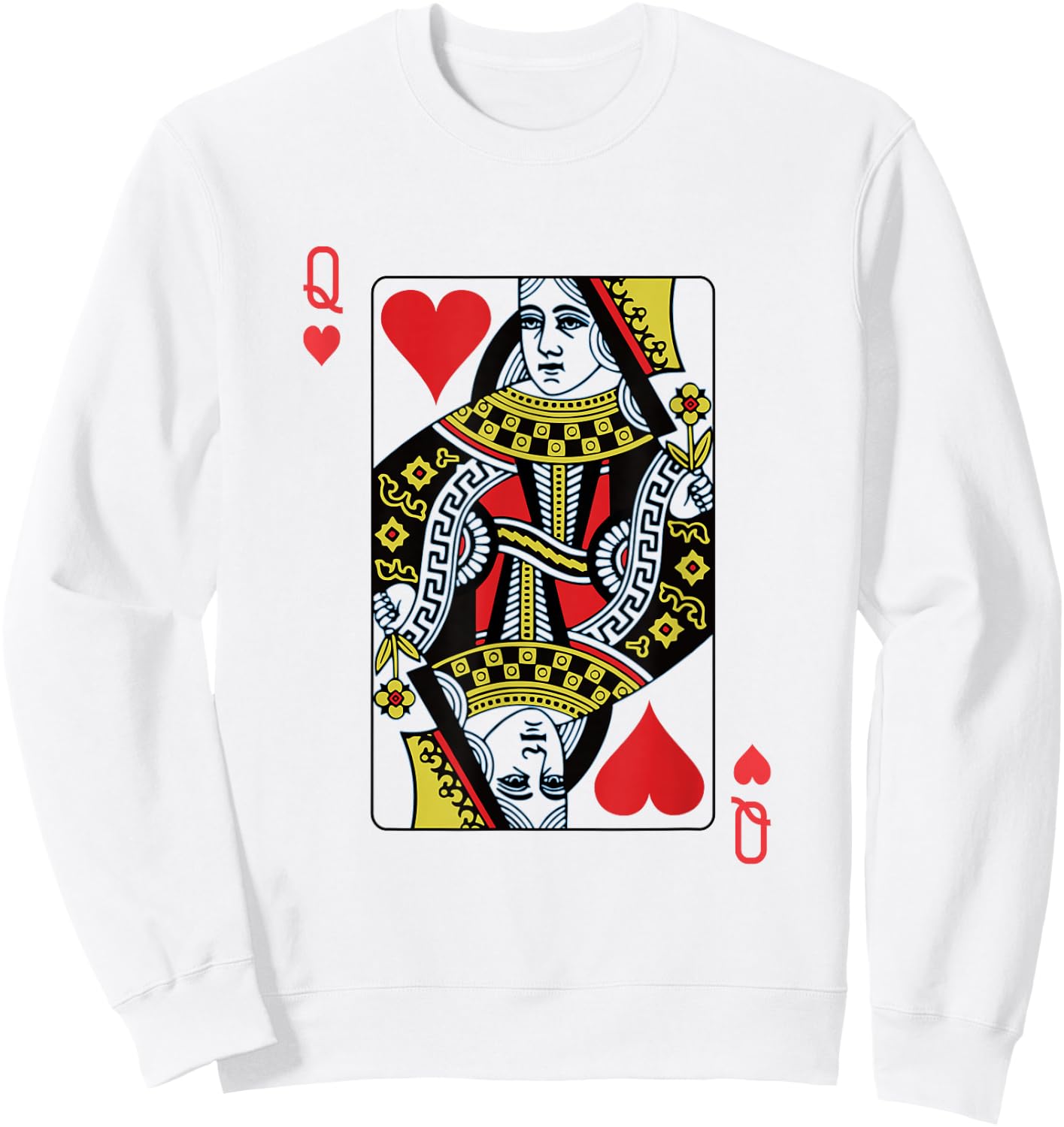 Queen of Hearts Playing Card Poker Sweatshirt - Sweatshirt | White