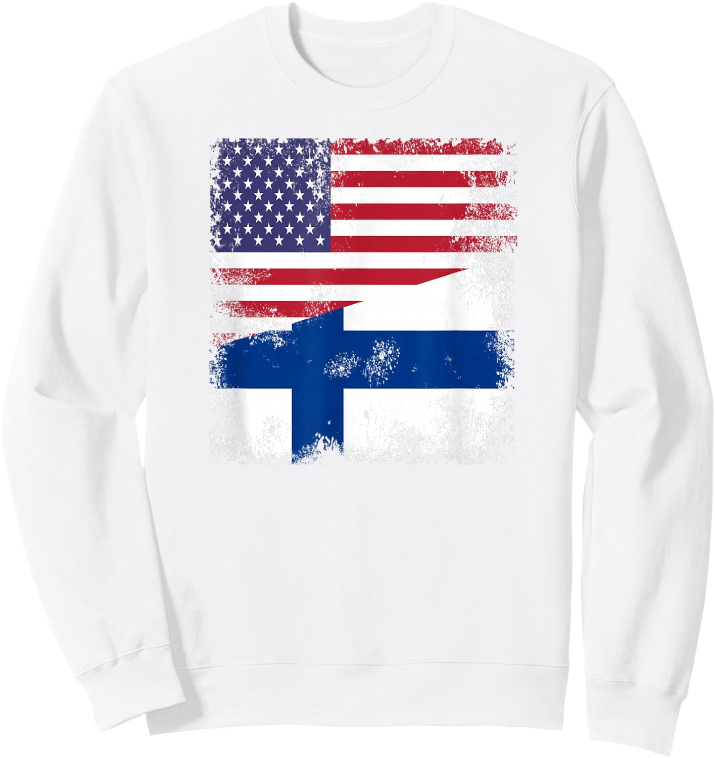 Half Finnish Flag | Vintage Finland USA Gift Sweatshirt - Sweatshirt | White
