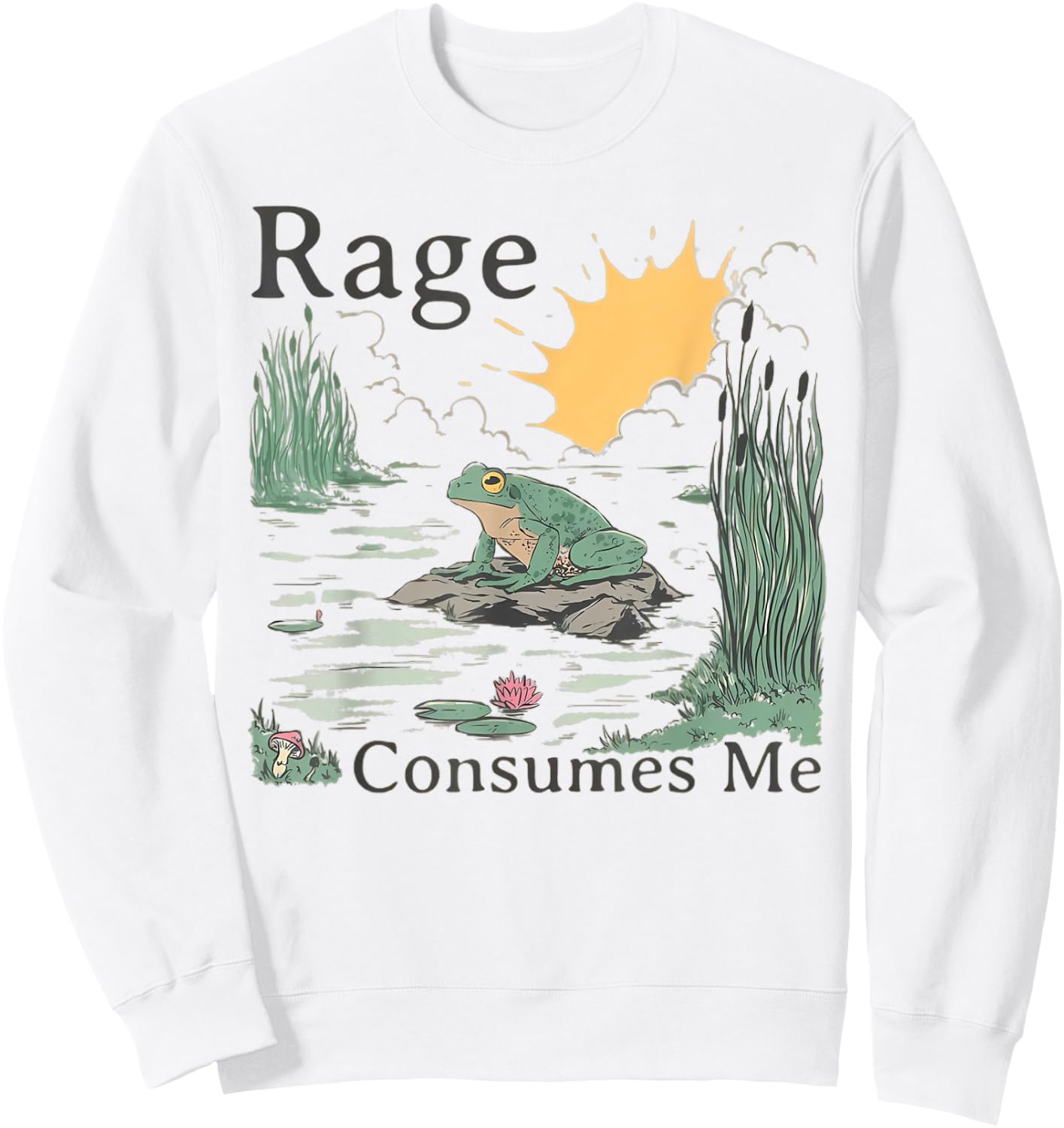 Rage Consumes Me Frog Frog Pond Sweatshirt - Sweatshirt | White