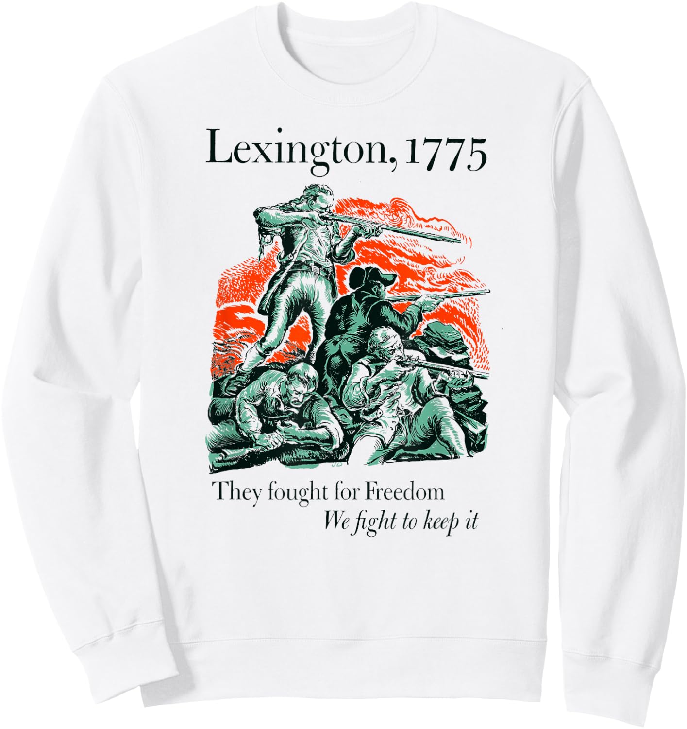 USA Patriotic Vintage Battle of Lexington Revolutionary War Sweatshirt - Sweatshirt | White