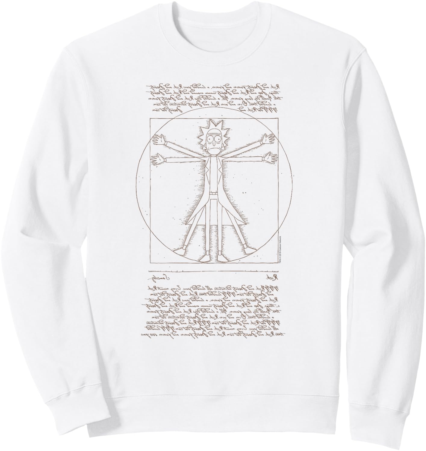 Rick and Morty Vitruvian Rick Cartoon Sweatshirt - Sweatshirt | White