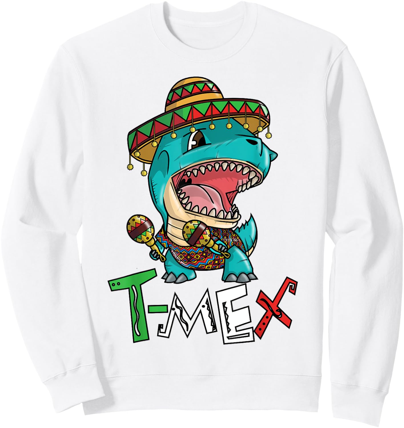 Cinco De Mayo Dinosaur Shirt Mexican Shirts for Boys Funny Sweatshirt - Sweatshirt | White