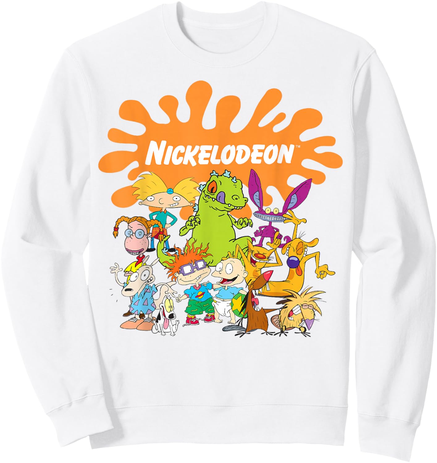 Nickelodeon Logo Characters Group Shot Sweatshirt - Sweatshirt | White