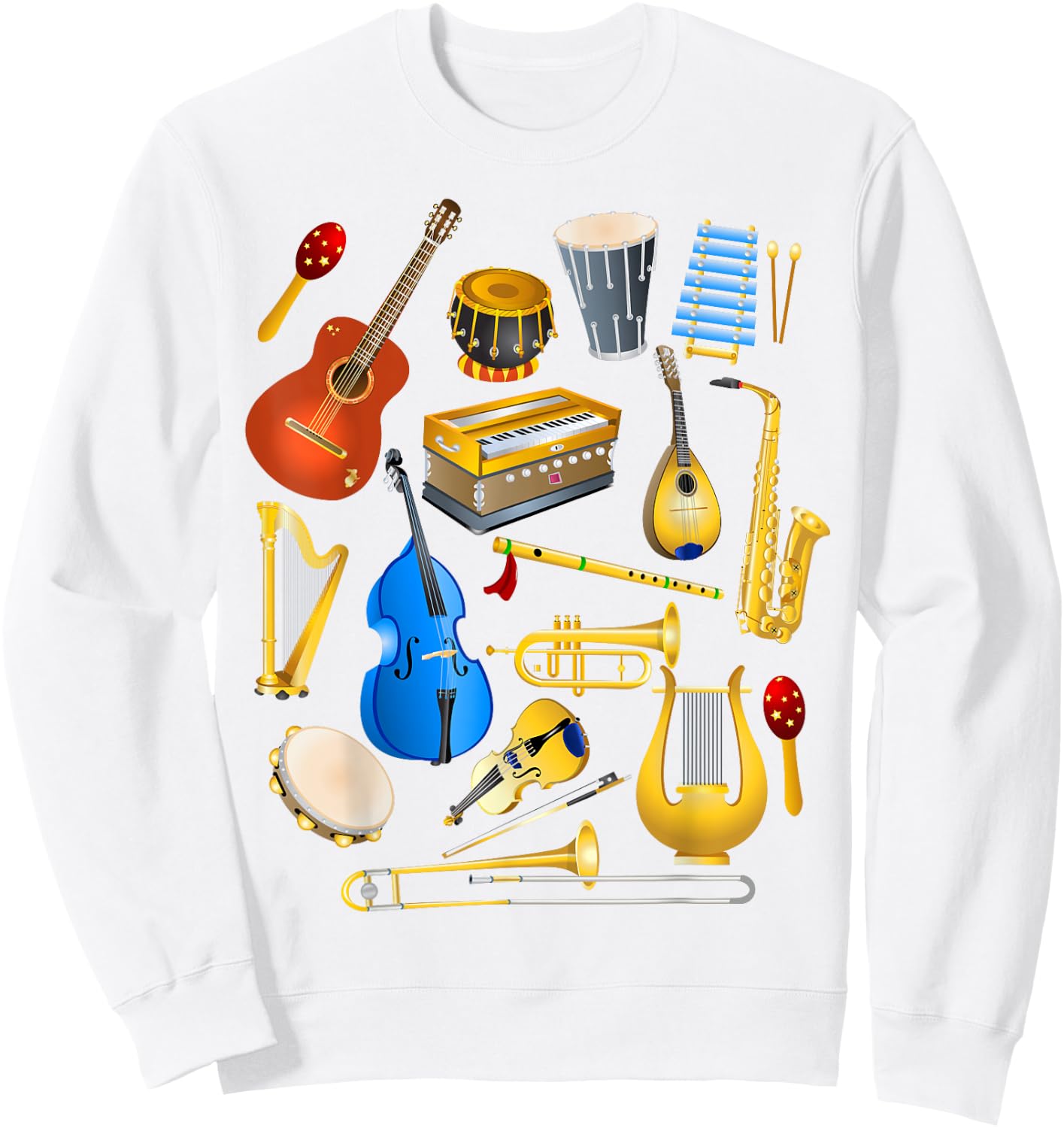Cute Little Boys Musical Instruments Fans Shirt Funny Gift Sweatshirt - Sweatshirt | White