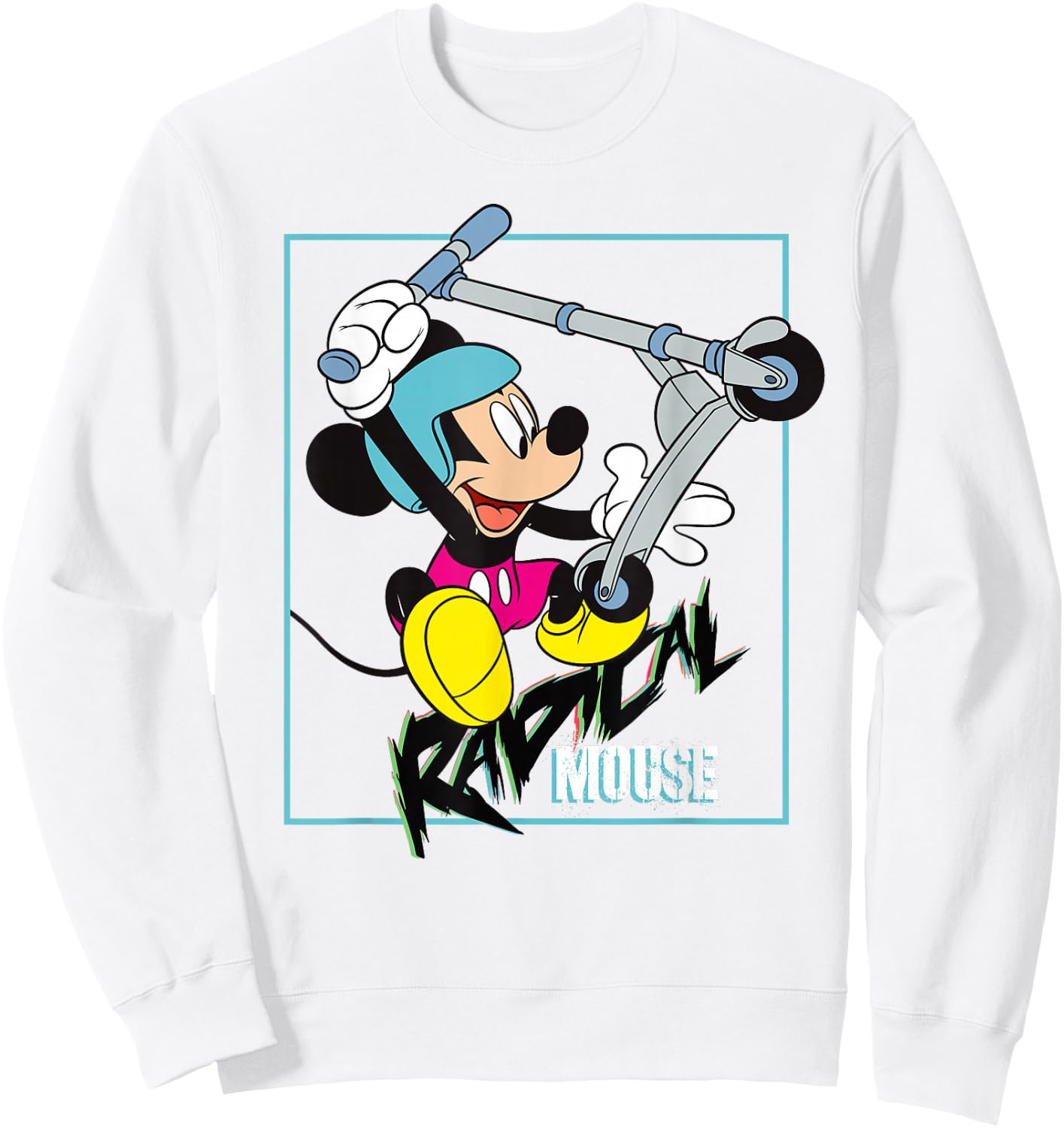 Disney Mickey Radical Mouse 90s Retro Scooter Sweatshirt - Sweatshirt | White