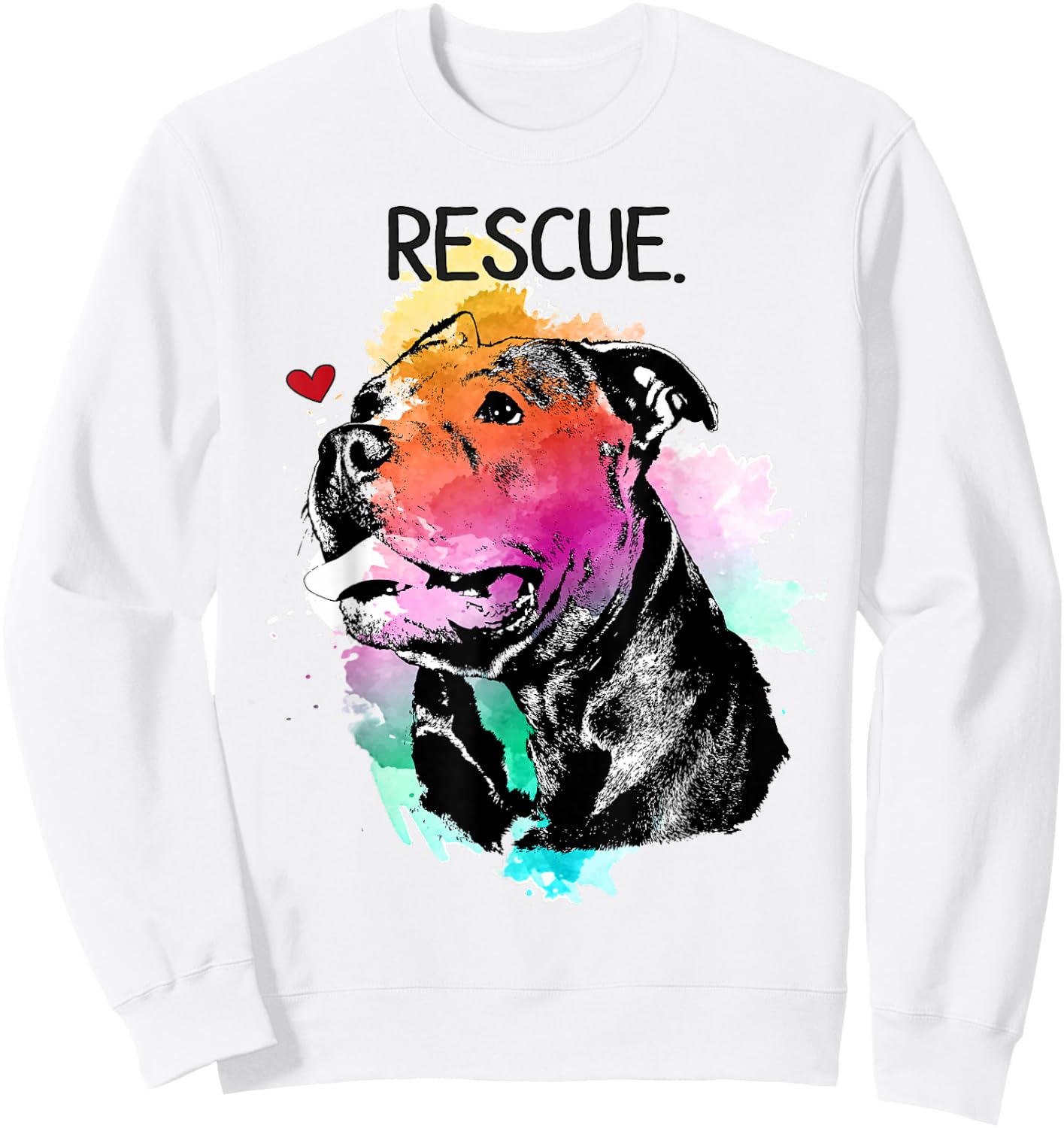Pitbull Rescue Dog Adopt Don't Shop Watercolor Pittie Mom Sweatshirt - Sweatshirt | White
