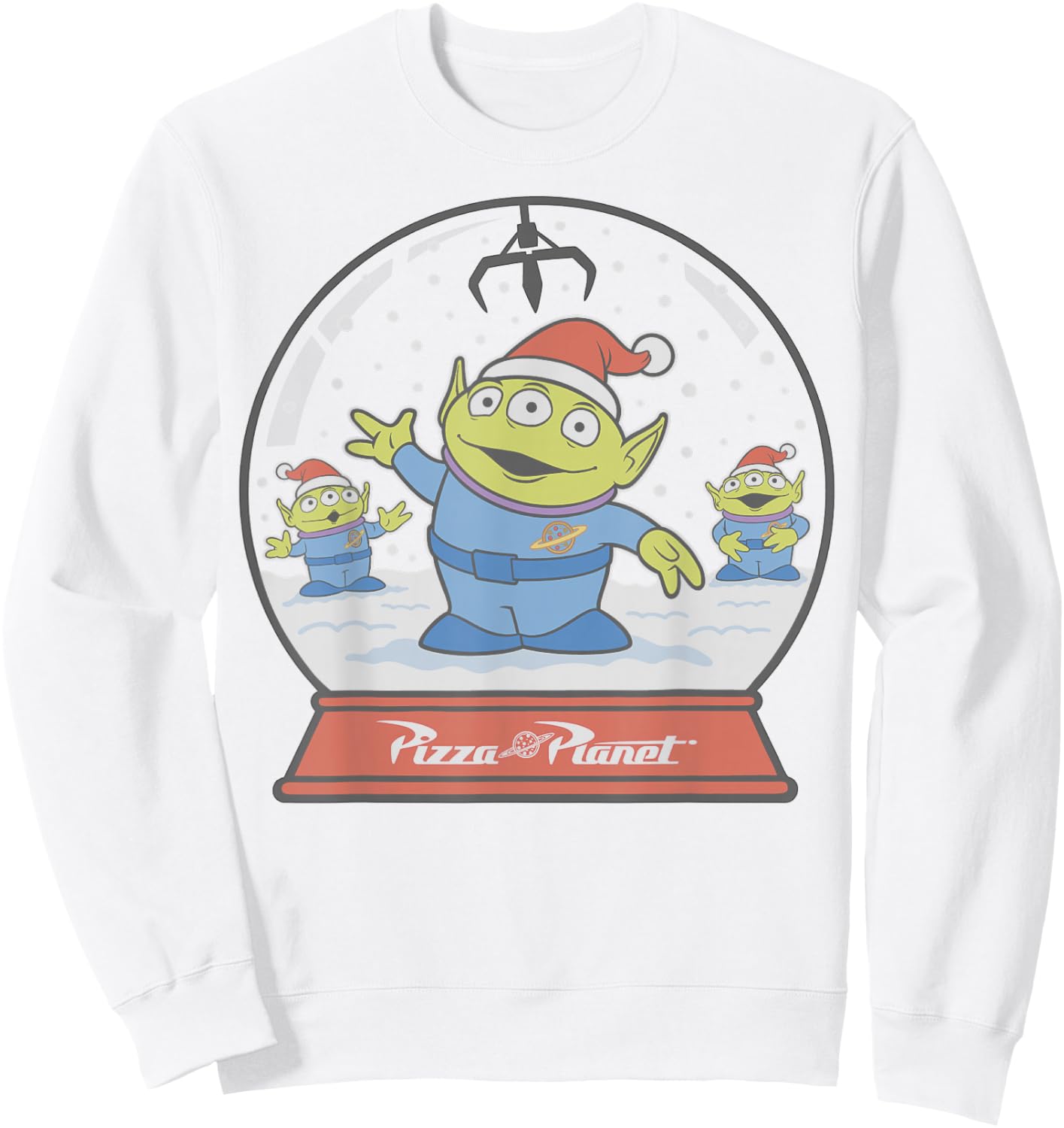 Disney Pixar Toy Story Alien Claw Snowglobe Christmas Sweatshirt - Sweatshirt | White