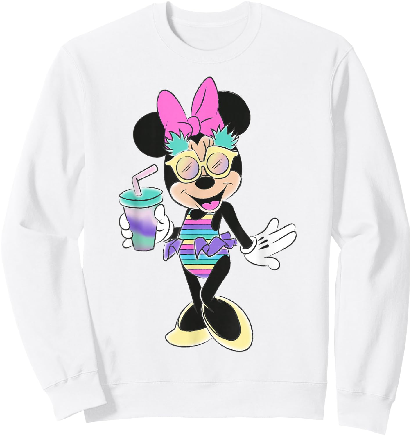 Disney - Minnie Mouse Unicorn Stripes and Pineapples Sweatshirt - Sweatshirt | White