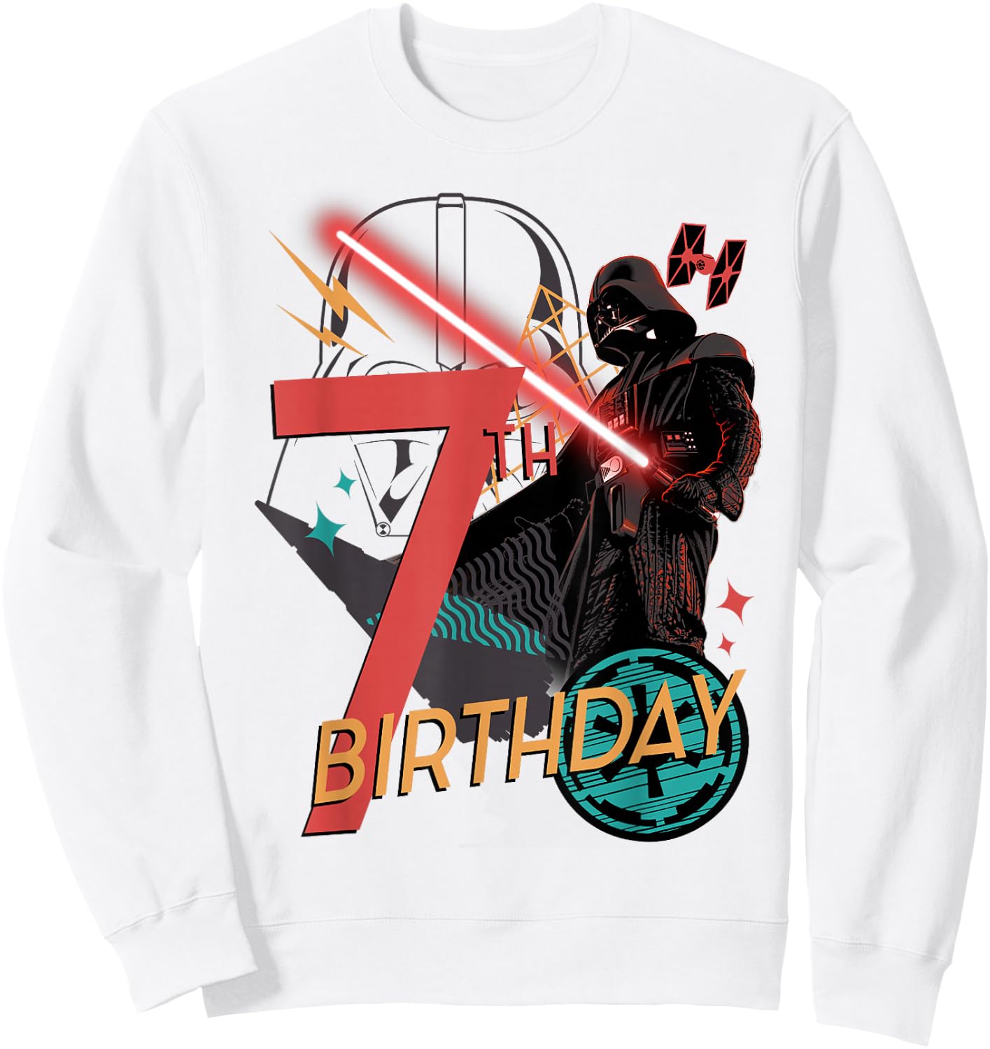 Star Wars Darth Vader 7th Birthday Abstract Background Sweatshirt - Sweatshirt | White