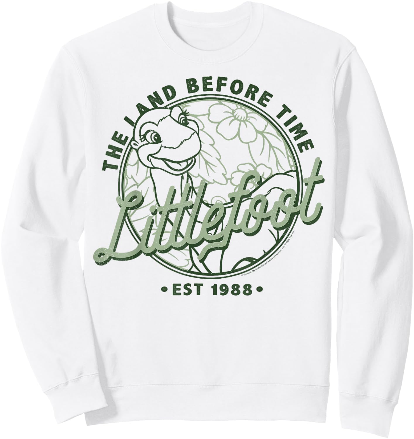Land Before Time Littlefoot Floral Logo Sweatshirt - Sweatshirt | White