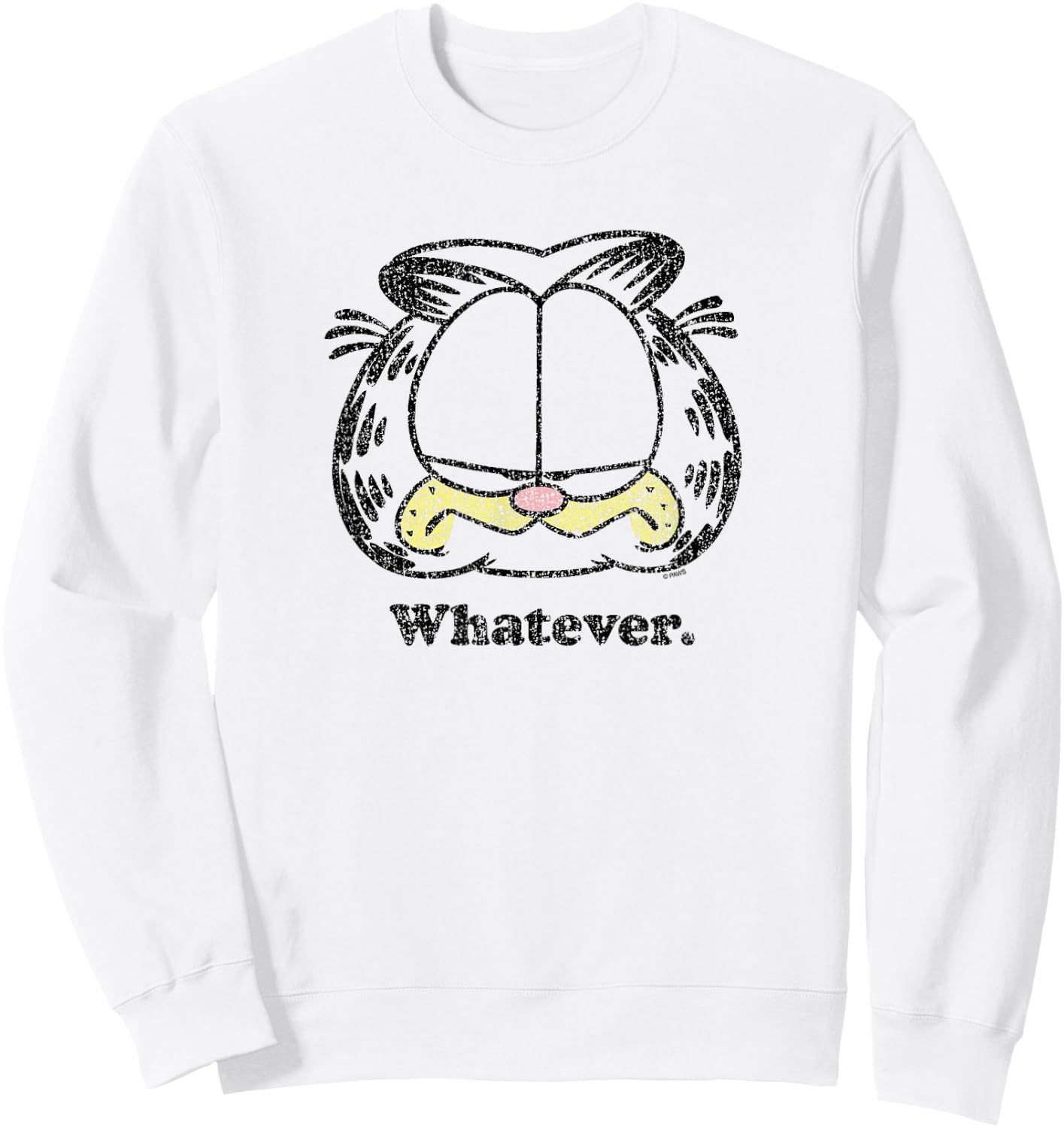 Garfield -Adults & Kids , Orange, Small, Short Sleeve, Cartoon, T Back, Casual, Cotton Blend, Polyester Sweatshirt - Sweatshirt | White