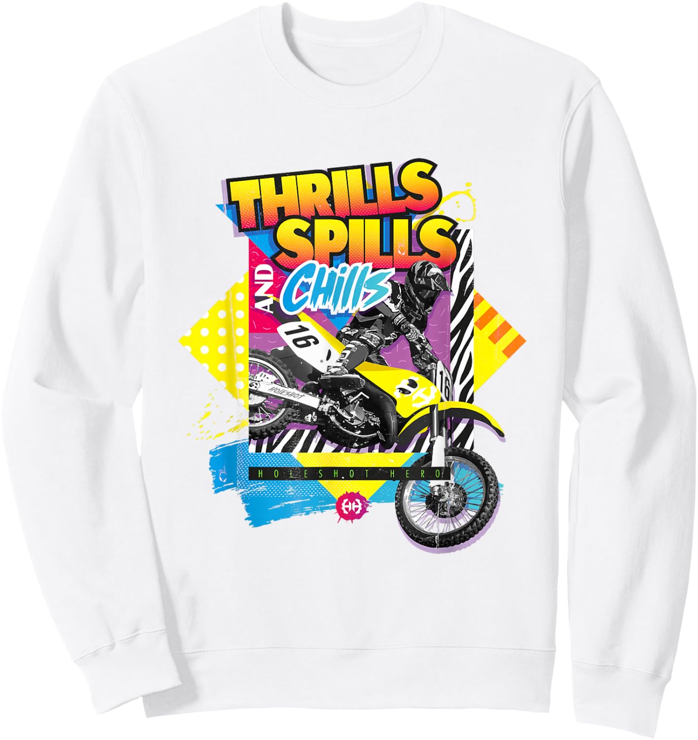 1990's Retro Motocross , Motorcycle Racing Sweatshirt - Sweatshirt | White