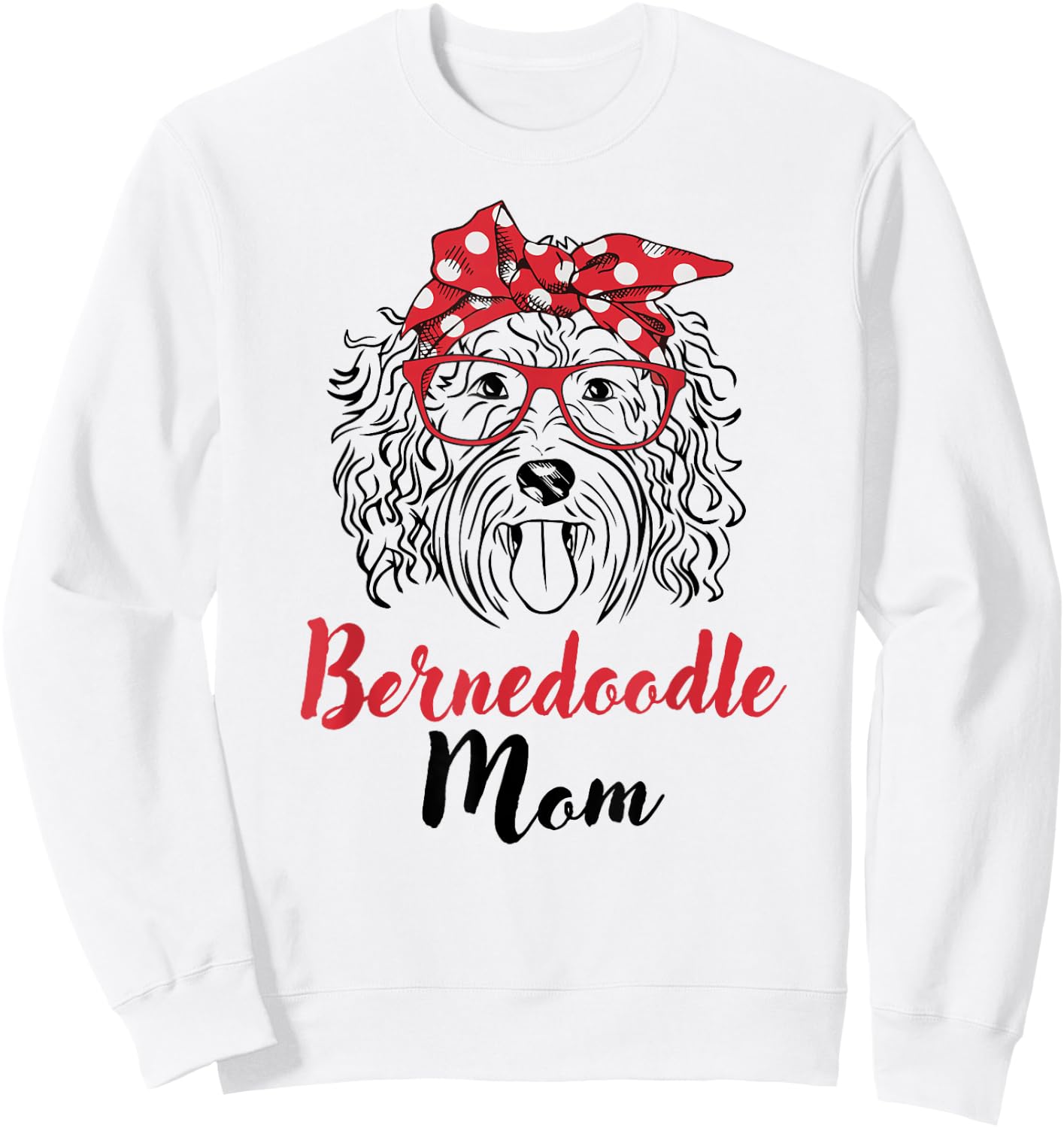Cute Girls Red Bandana Bernedoodle Mom Dog Lover Sweatshirt - Sweatshirt | White