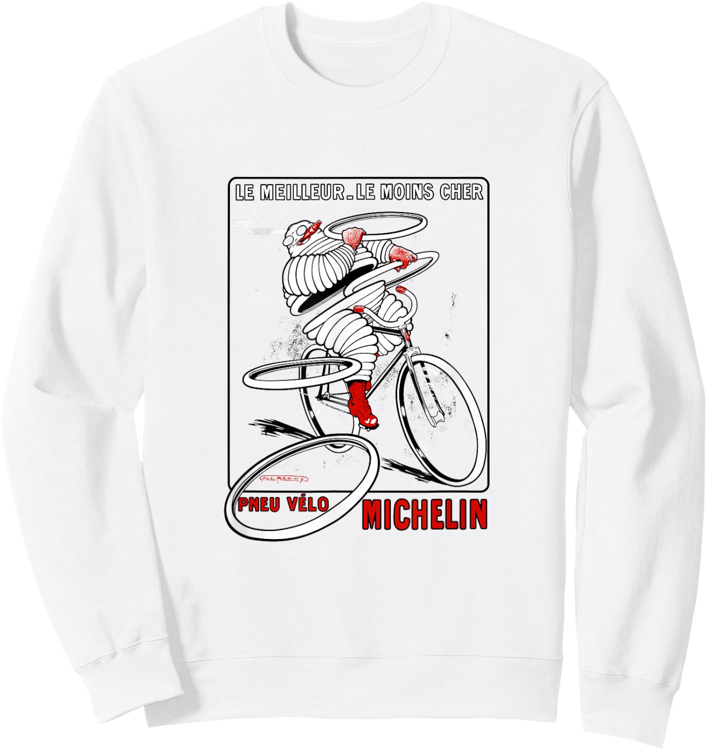 Vintage French Cycling Tire Ad | Bicycle Cyclist Art Shirt Sweatshirt - Sweatshirt | White