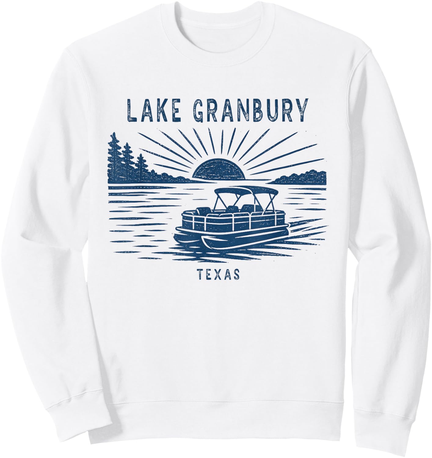 Vintage Lake Granbury Texas Outdoors Vacation Sweatshirt - Sweatshirt | White