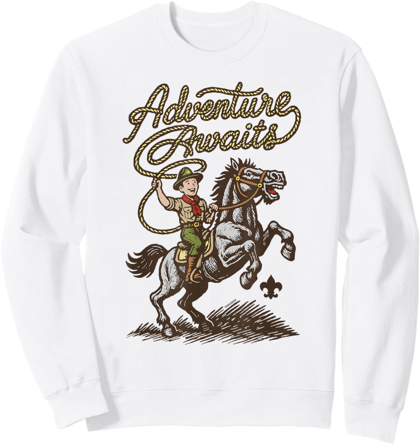 Adventure Awaits! Vintage Scouting America Western Cowboy Sweatshirt - Sweatshirt | White
