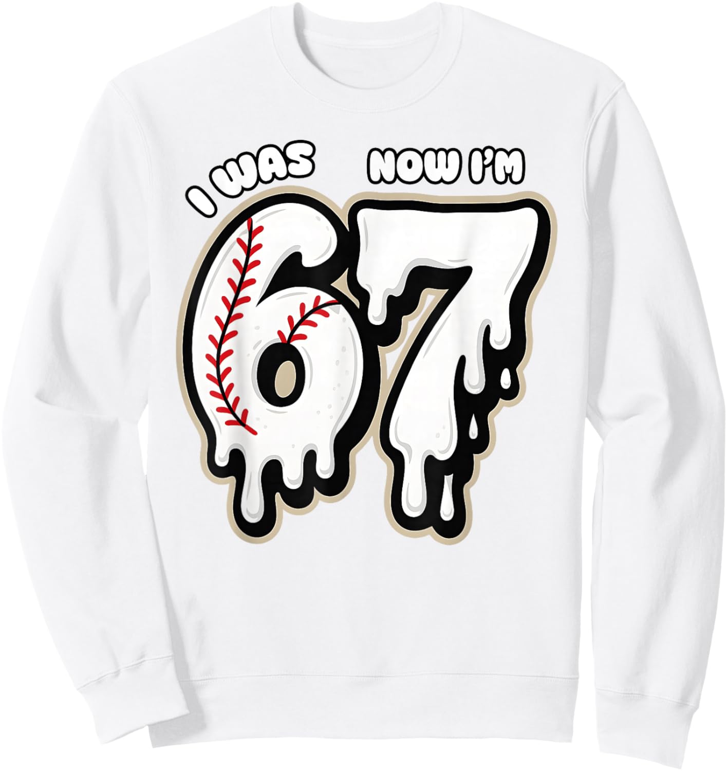I was 6 Now I'm 7 Birthday Baseball Drip Boys Kids 67 Sport Sweatshirt - Sweatshirt | White