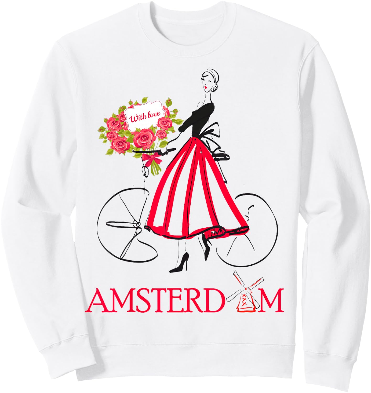 Amsterdam Woman - Amsterdam Bicycle - 5 colors Sweatshirt - Sweatshirt | White