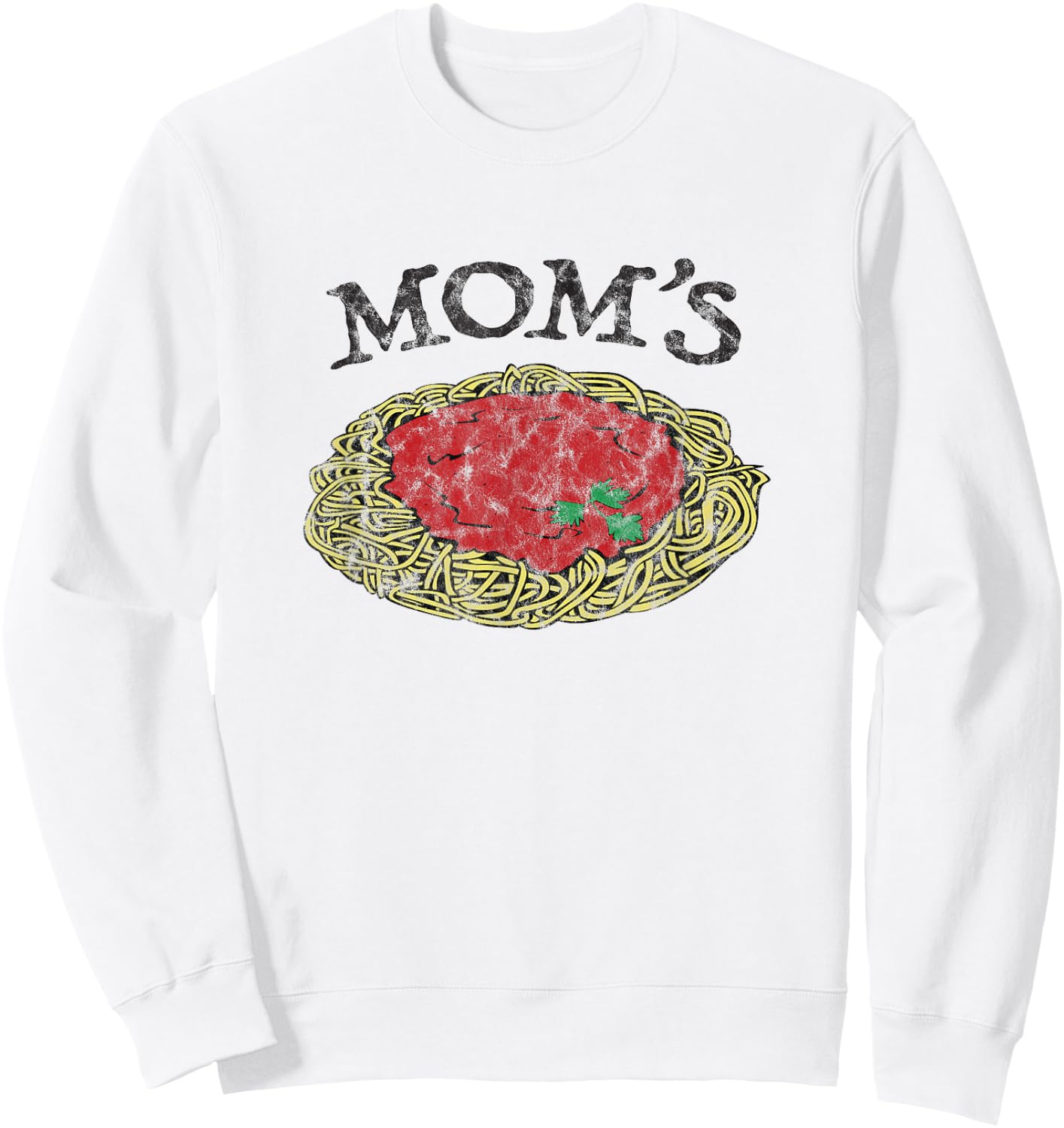 Mom's Spaghetti Funny Italian Graphic Print Sweatshirt - Sweatshirt | White
