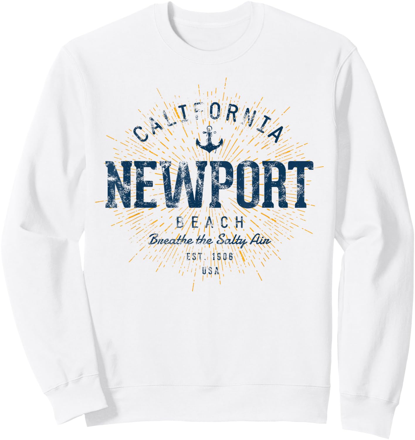Vintage Newport Beach Retro Sweatshirt - Sweatshirt | White