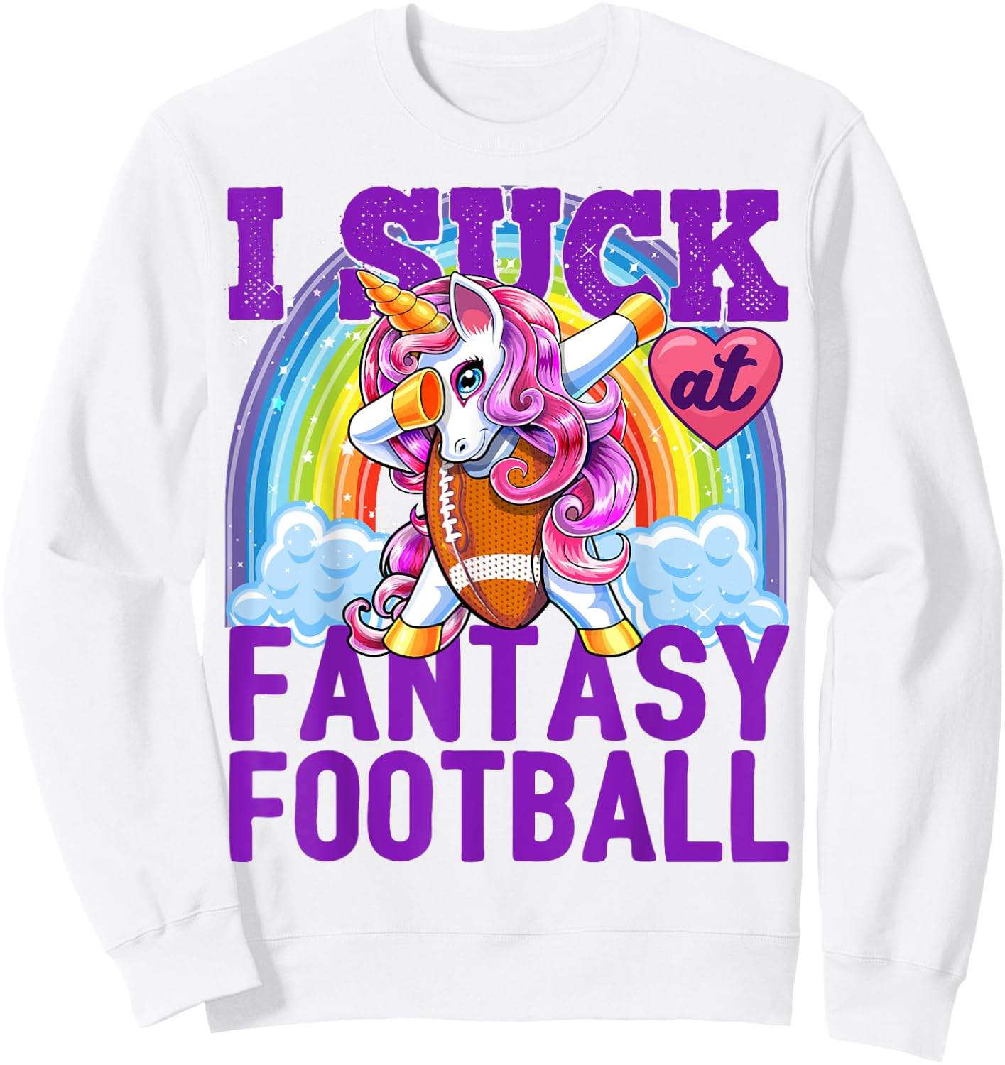 I Suck at Fantasy Football Dabbing Unicorn Loser Shirt Men Sweatshirt - Sweatshirt | White